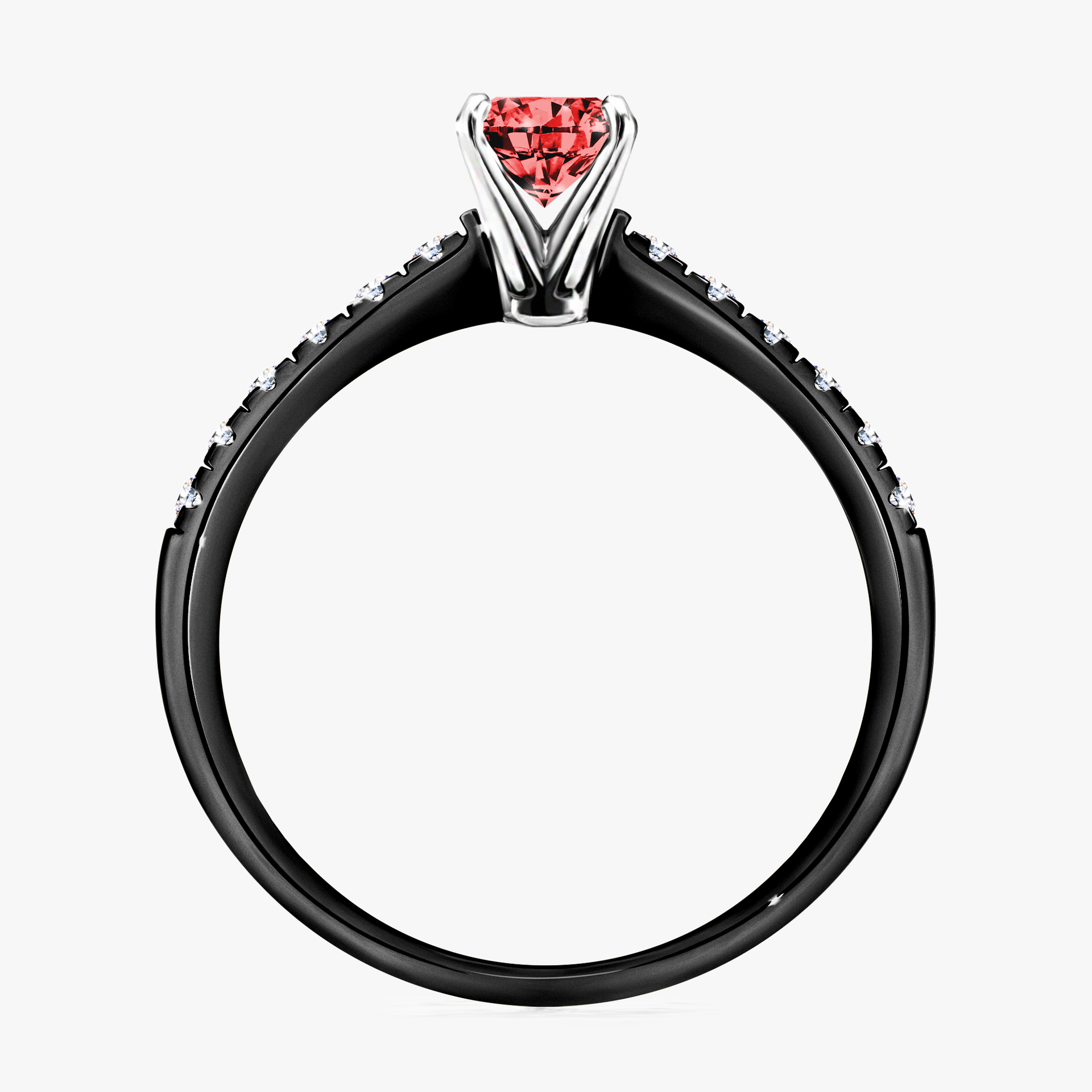 Pierścionek zaręczynowy My Sunshine z czarnego złota z czerwonym diamentem 0,64ct
