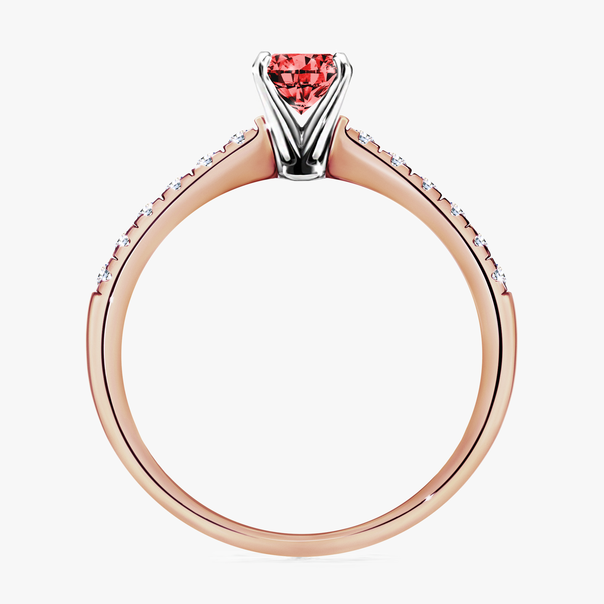 Pierścionek zaręczynowy My Sunshine z różowego złota z czerwonym diamentem 0,64ct