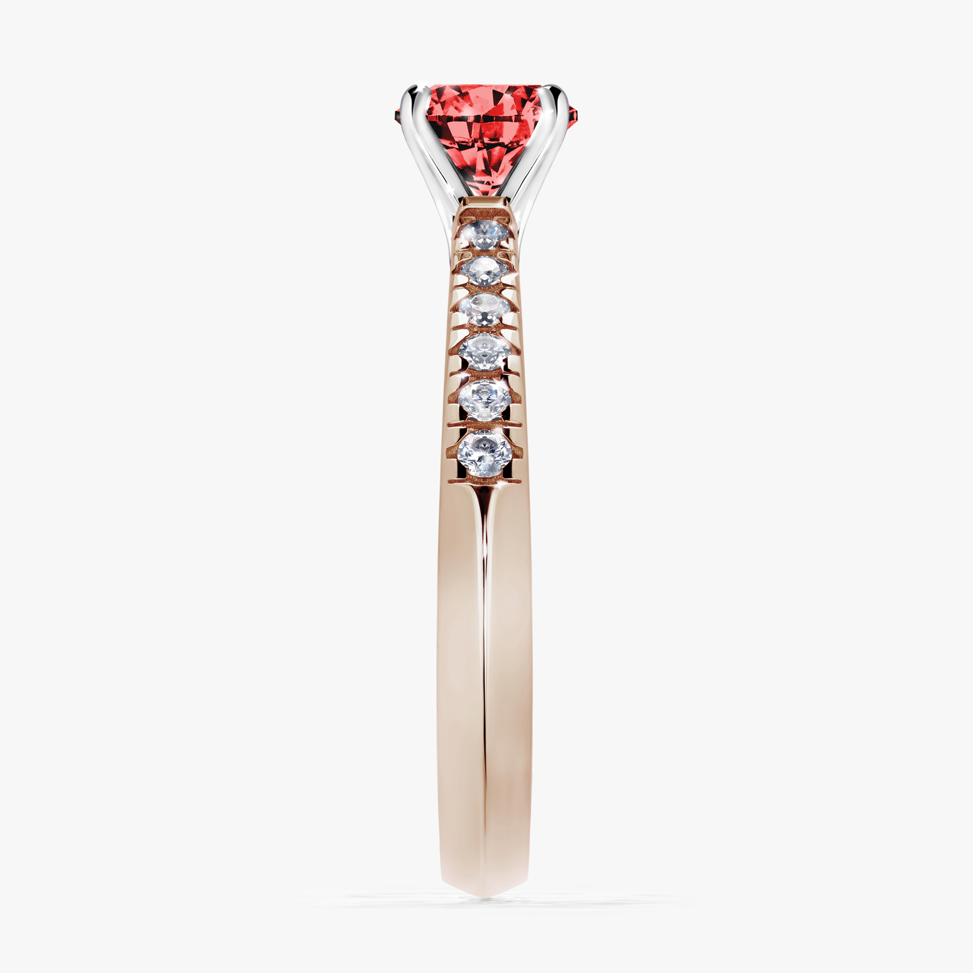 Pierścionek zaręczynowy My Sunshine z różowego złota z czerwonym diamentem 0,64ct