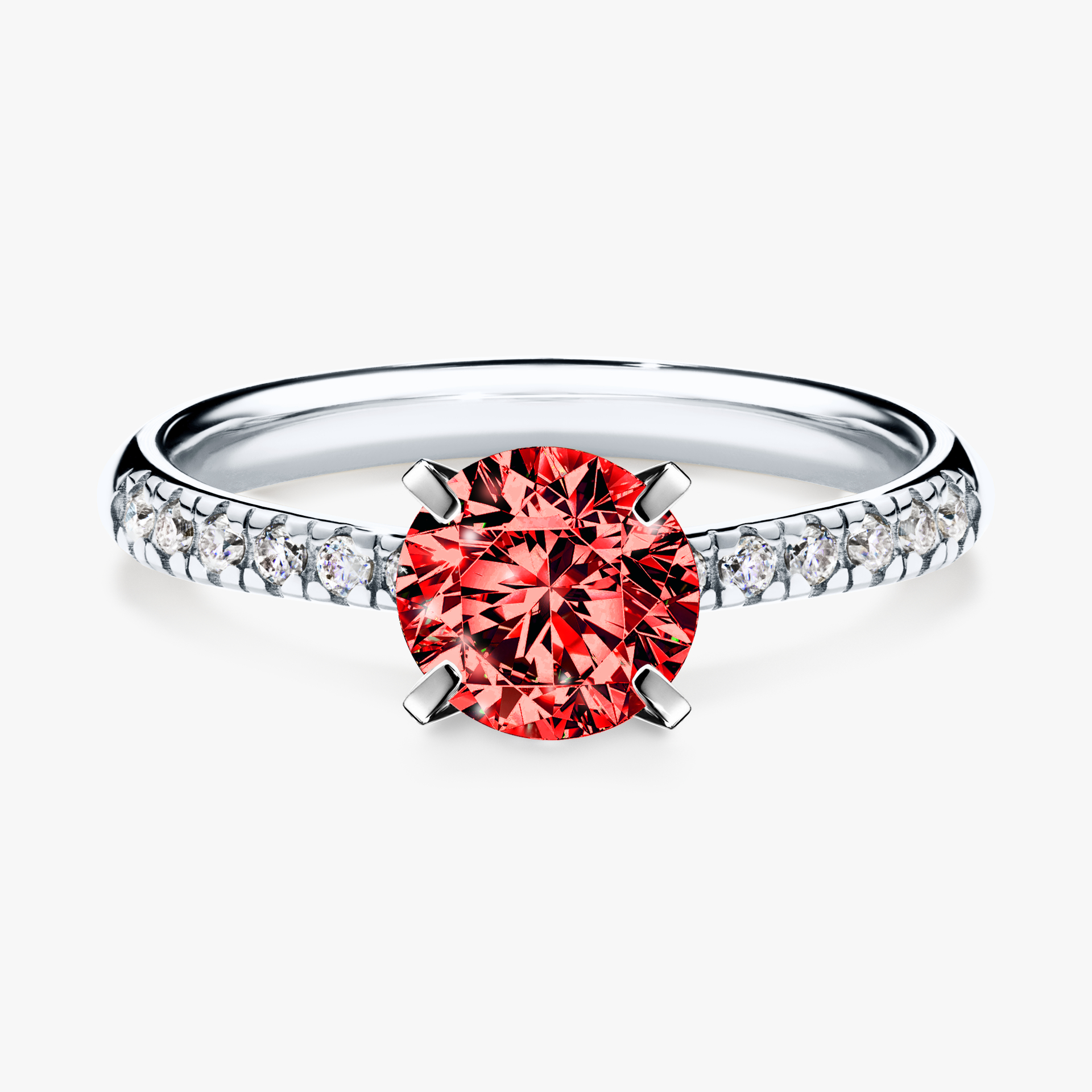 Pierścionek zaręczynowy My Sunshine z białego złota z czerwonym diamentem 1,00ct