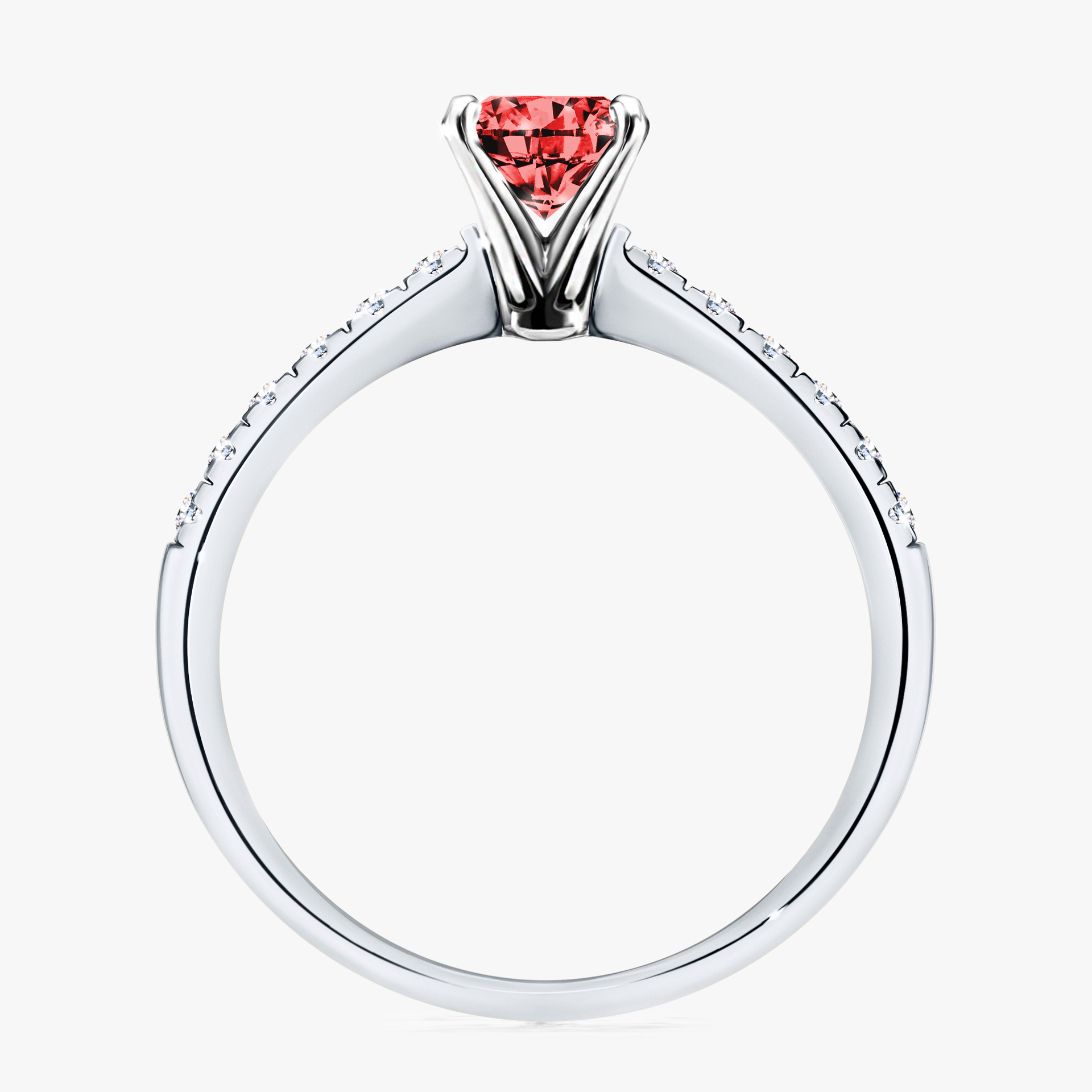 Pierścionek zaręczynowy My Sunshine z białego złota z czerwonym diamentem 1,00ct