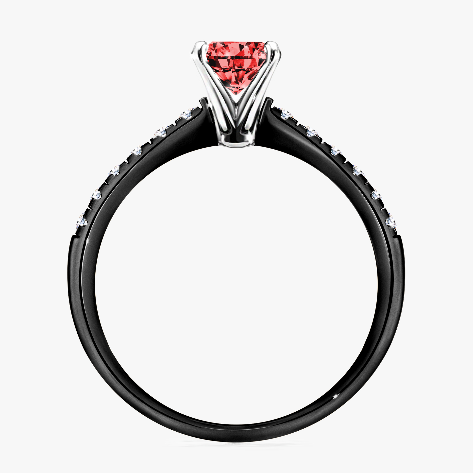 Pierścionek zaręczynowy My Sunshine z czarnego złota z czerwonym diamentem 1,00ct