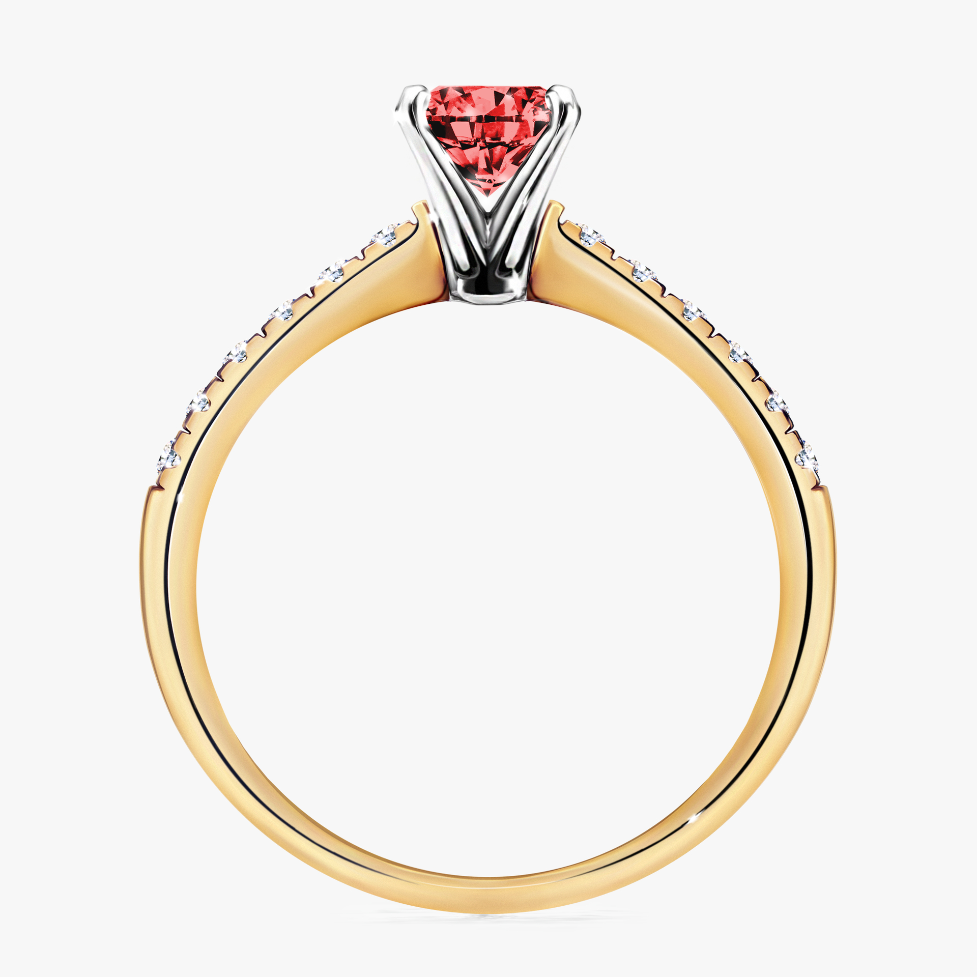 Pierścionek zaręczynowy My Sunshine z żółtego złota z czerwonym diamentem 1,00ct