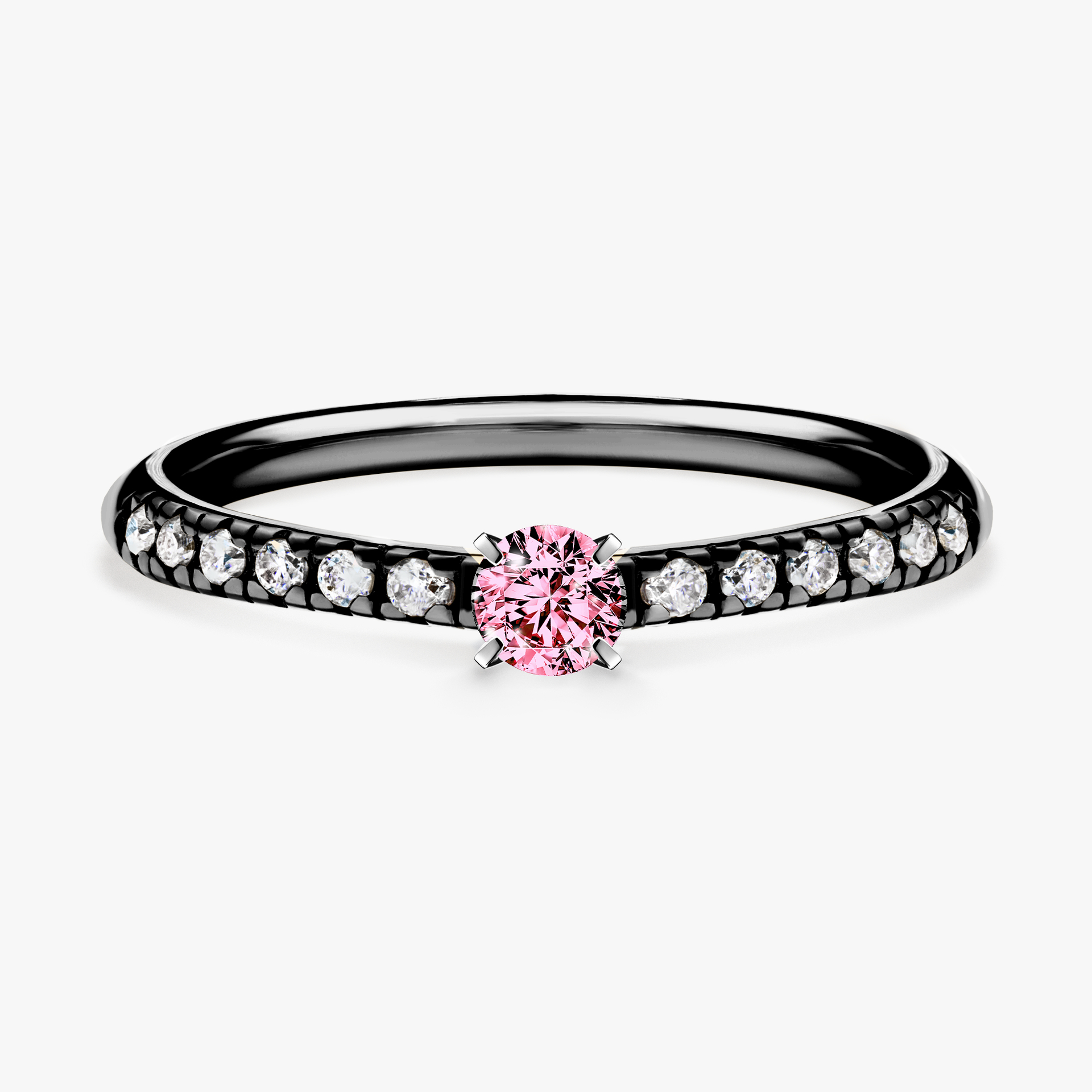 Pierścionek zaręczynowy My Sunshine z czarnego złota z różowym diamentem 0,24ct