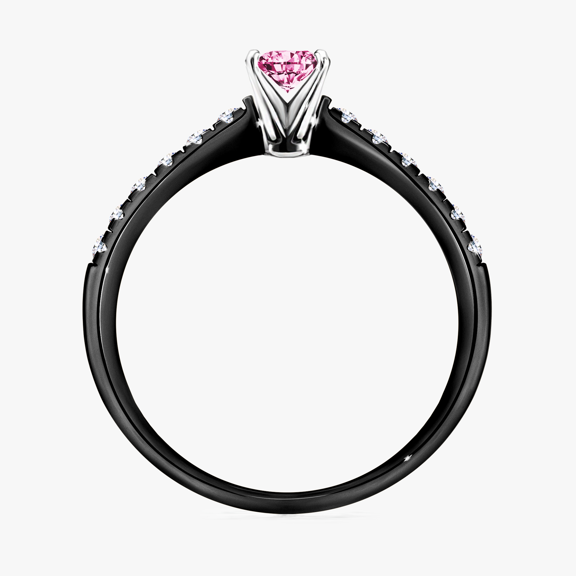 Pierścionek zaręczynowy My Sunshine z czarnego złota z różowym diamentem 0,24ct