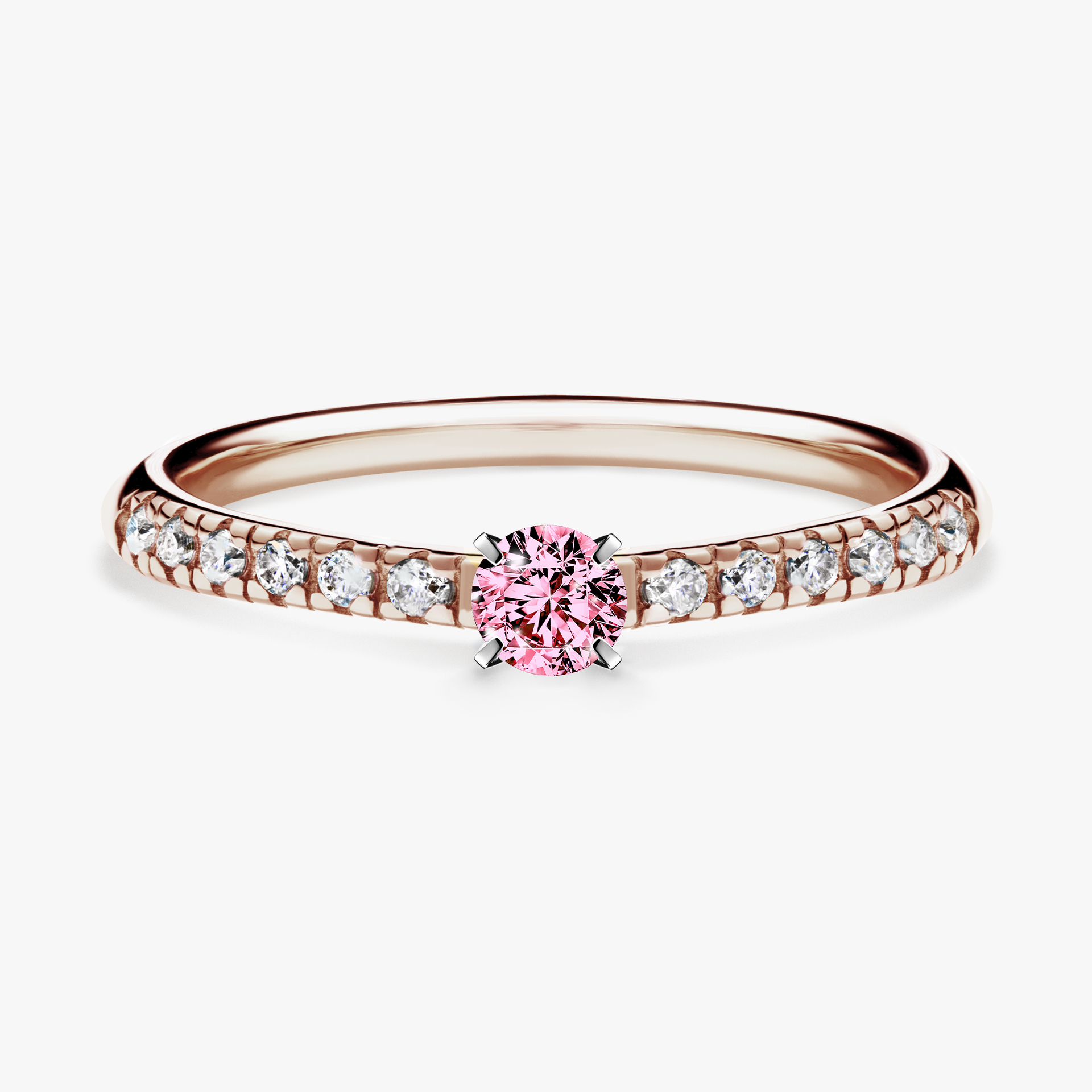 Pierścionek zaręczynowy My Sunshine z różowego złota z różowym diamentem 0,24ct
