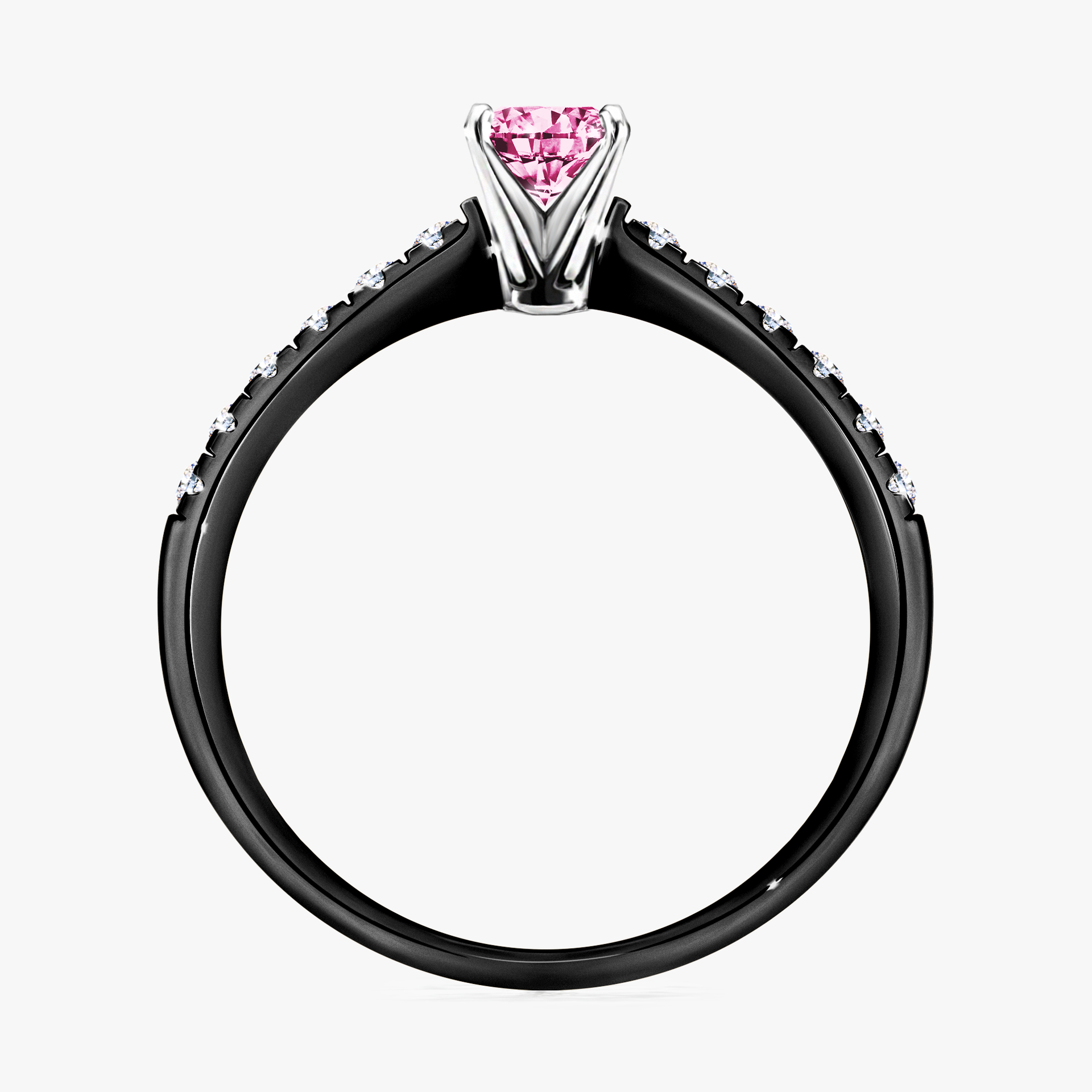 Pierścionek zaręczynowy My Sunshine z czarnego złota z różowym diamentem 0,39ct