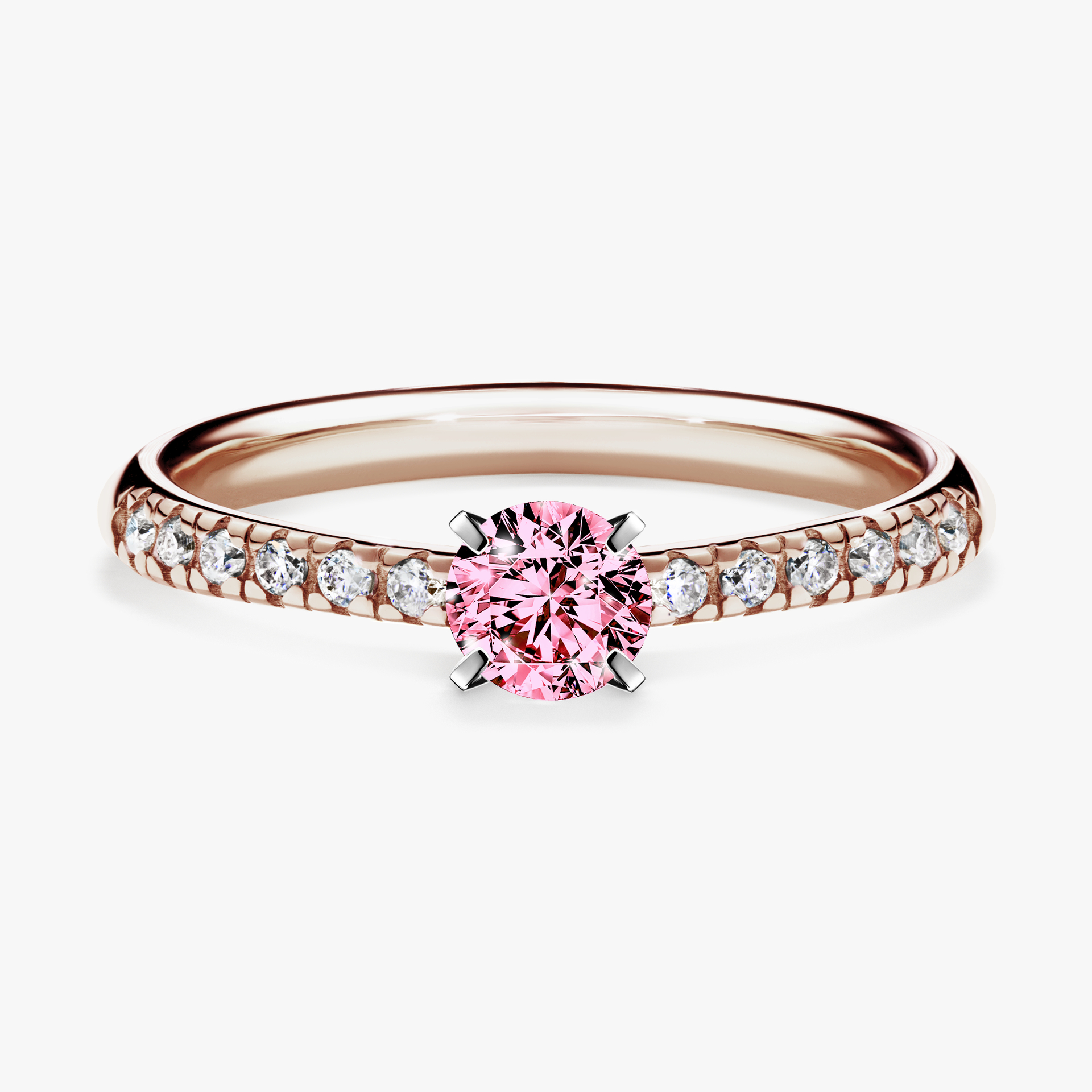 Pierścionek zaręczynowy My Sunshine z różowego złota z różowym diamentem 0,39ct