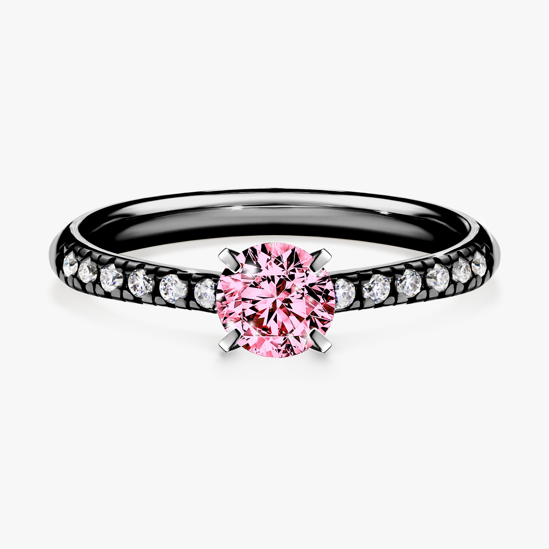 Pierścionek zaręczynowy My Sunshine z czarnego złota z różowym diamentem 0,44ct