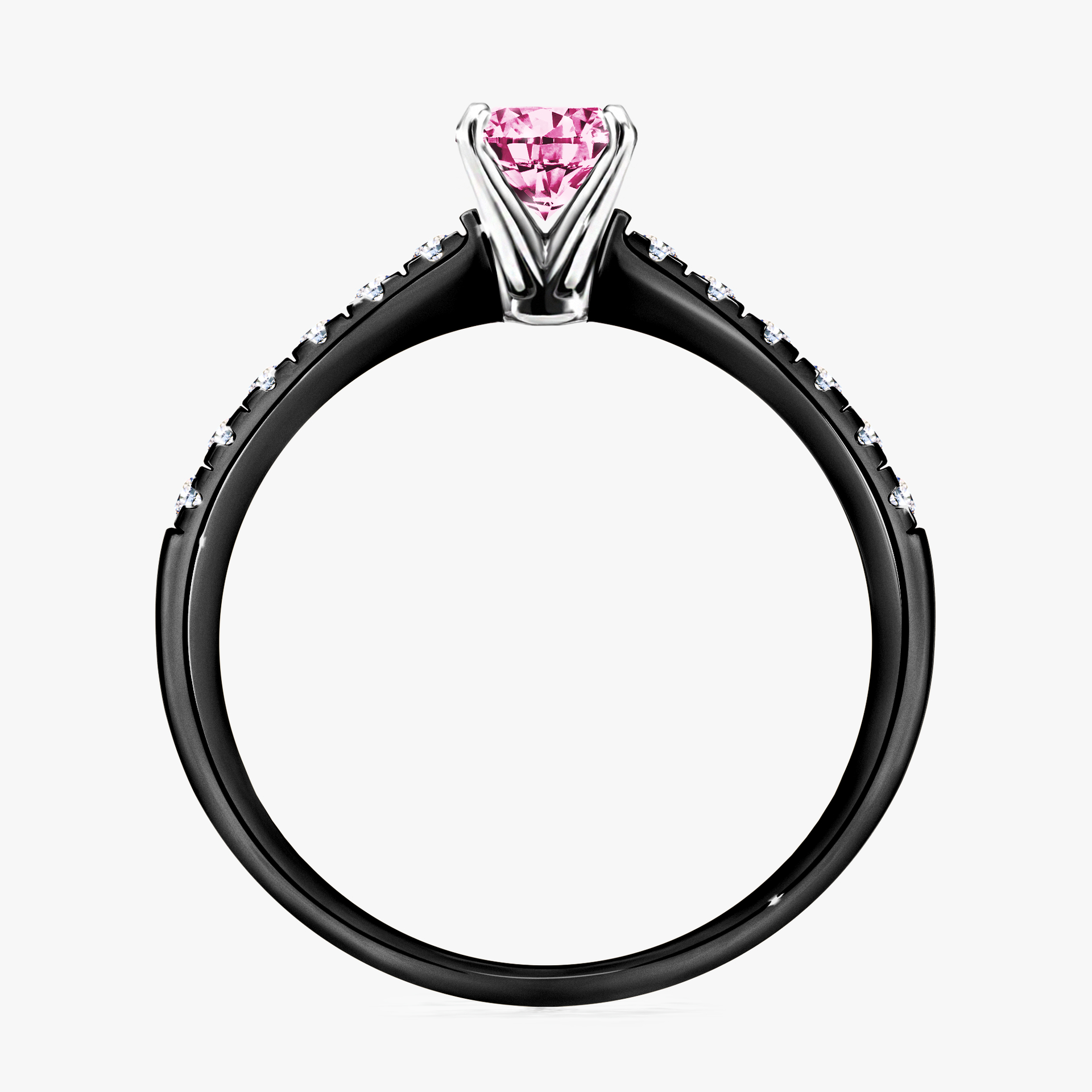 Pierścionek zaręczynowy My Sunshine z czarnego złota z różowym diamentem 0,44ct
