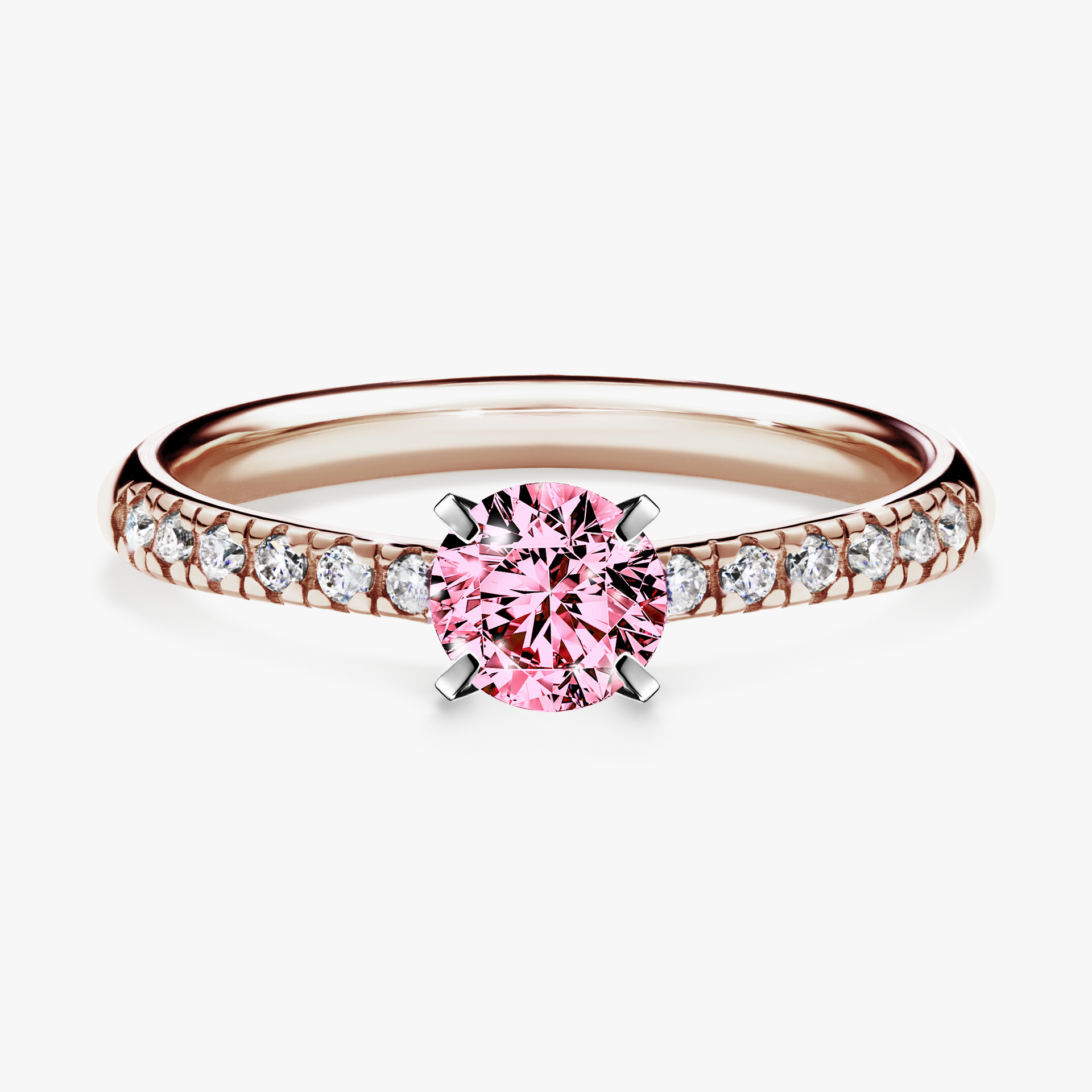 Pierścionek zaręczynowy My Sunshine z różowego złota z różowym diamentem 0,44ct