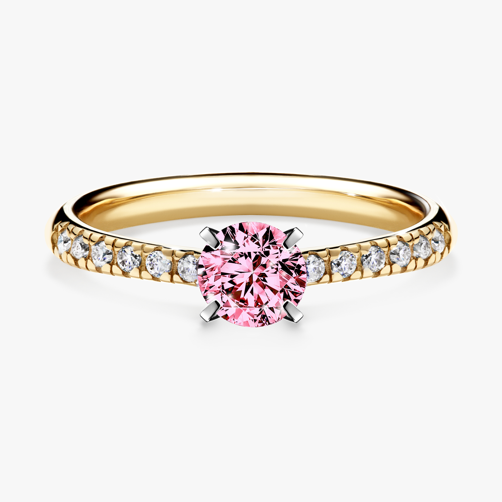 Pierścionek zaręczynowy My Sunshine z żółtego złota z różowym diamentem 0,44ct