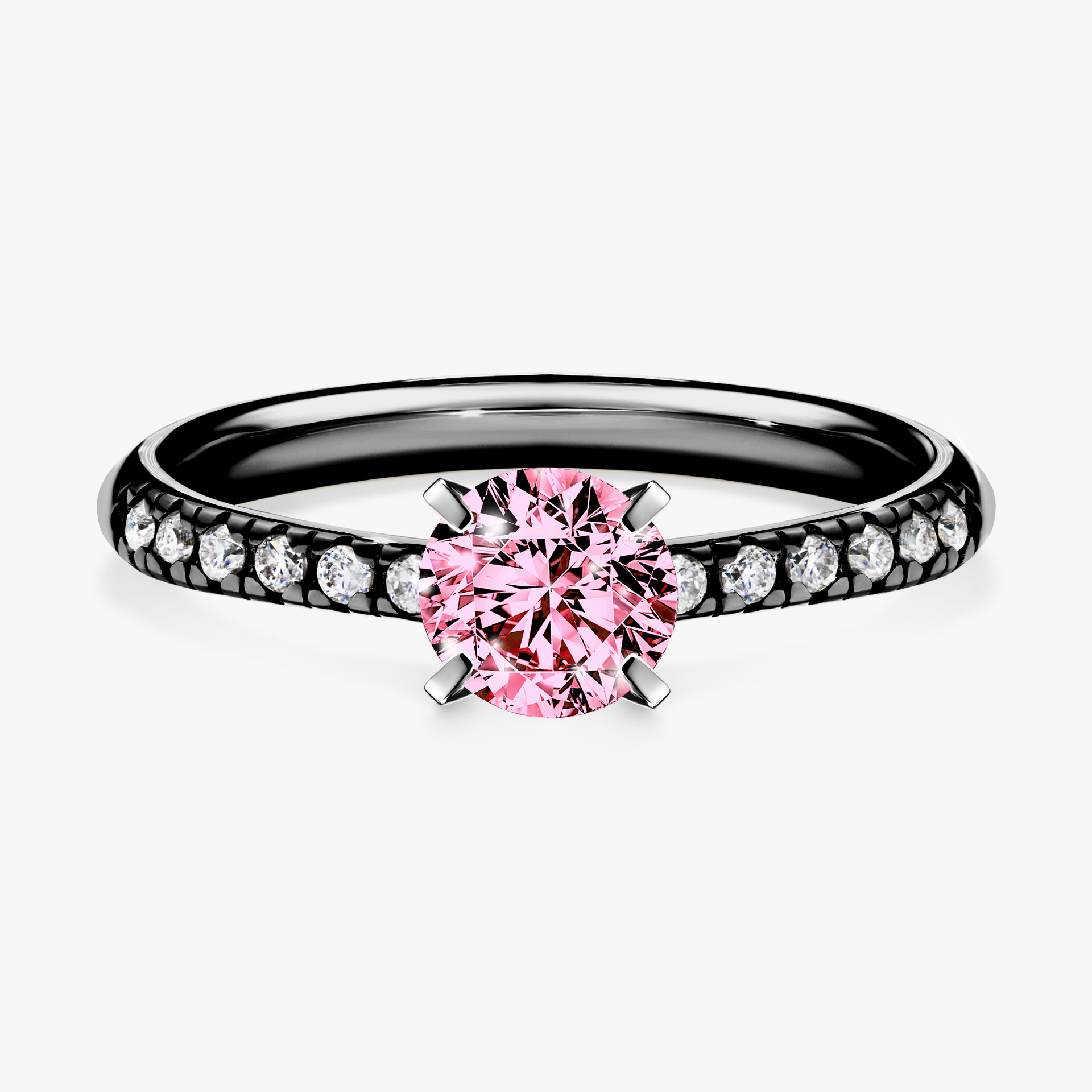 Pierścionek zaręczynowy My Sunshine z czarnego złota z różowym diamentem 0,64ct