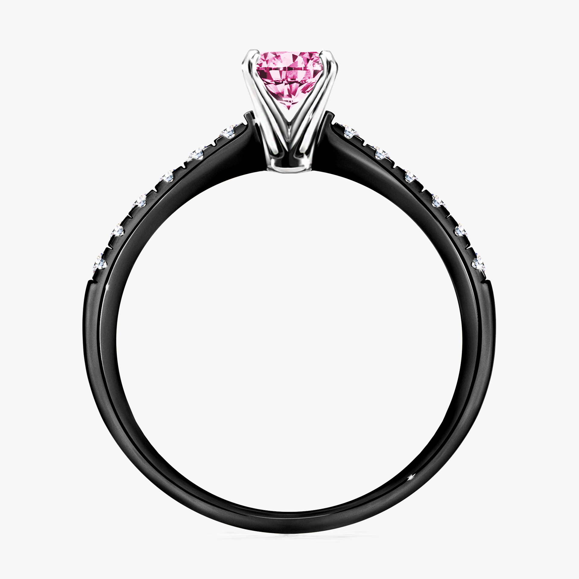 Pierścionek zaręczynowy My Sunshine z czarnego złota z różowym diamentem 0,64ct