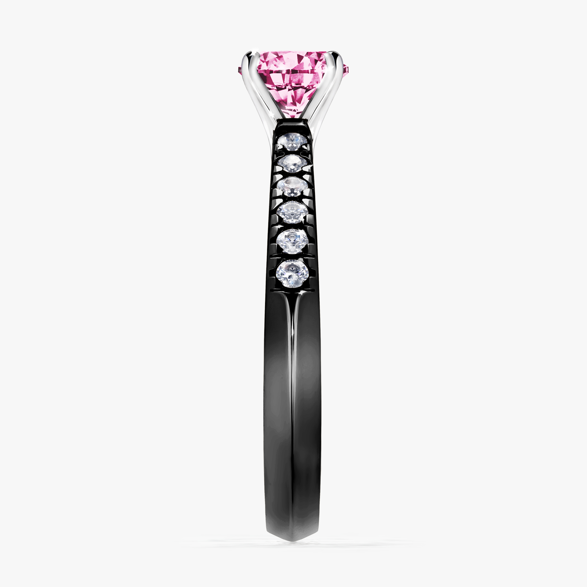 Pierścionek zaręczynowy My Sunshine z czarnego złota z różowym diamentem 0,64ct