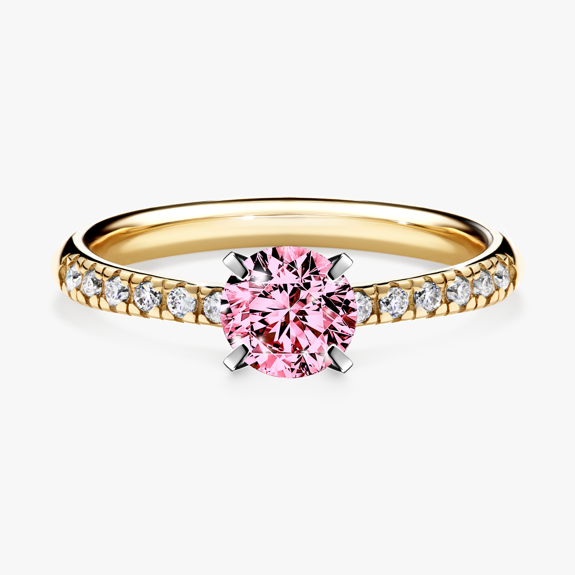 Pierścionek zaręczynowy My Sunshine z żółtego złota z różowym diamentem 0,64ct
