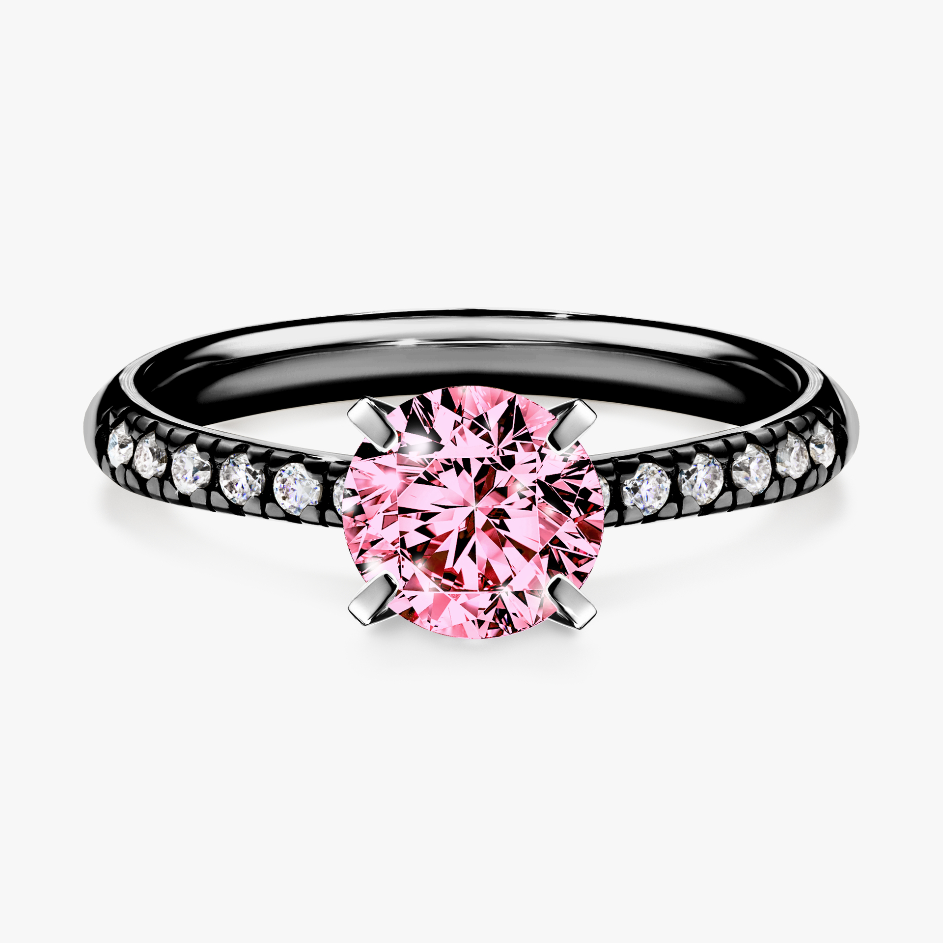 Pierścionek zaręczynowy My Sunshine z czarnego złota z różowym diamentem 1,00ct