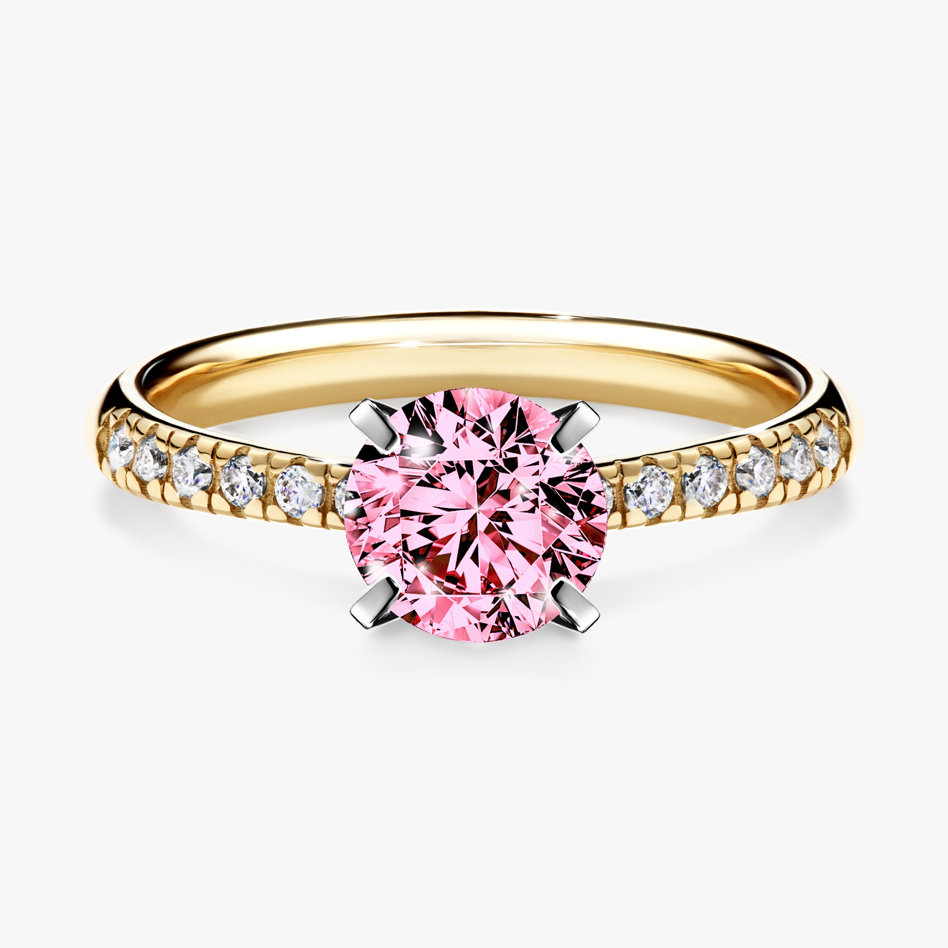 Pierścionek zaręczynowy My Sunshine z żółtego złota z różowym diamentem 1,00ct
