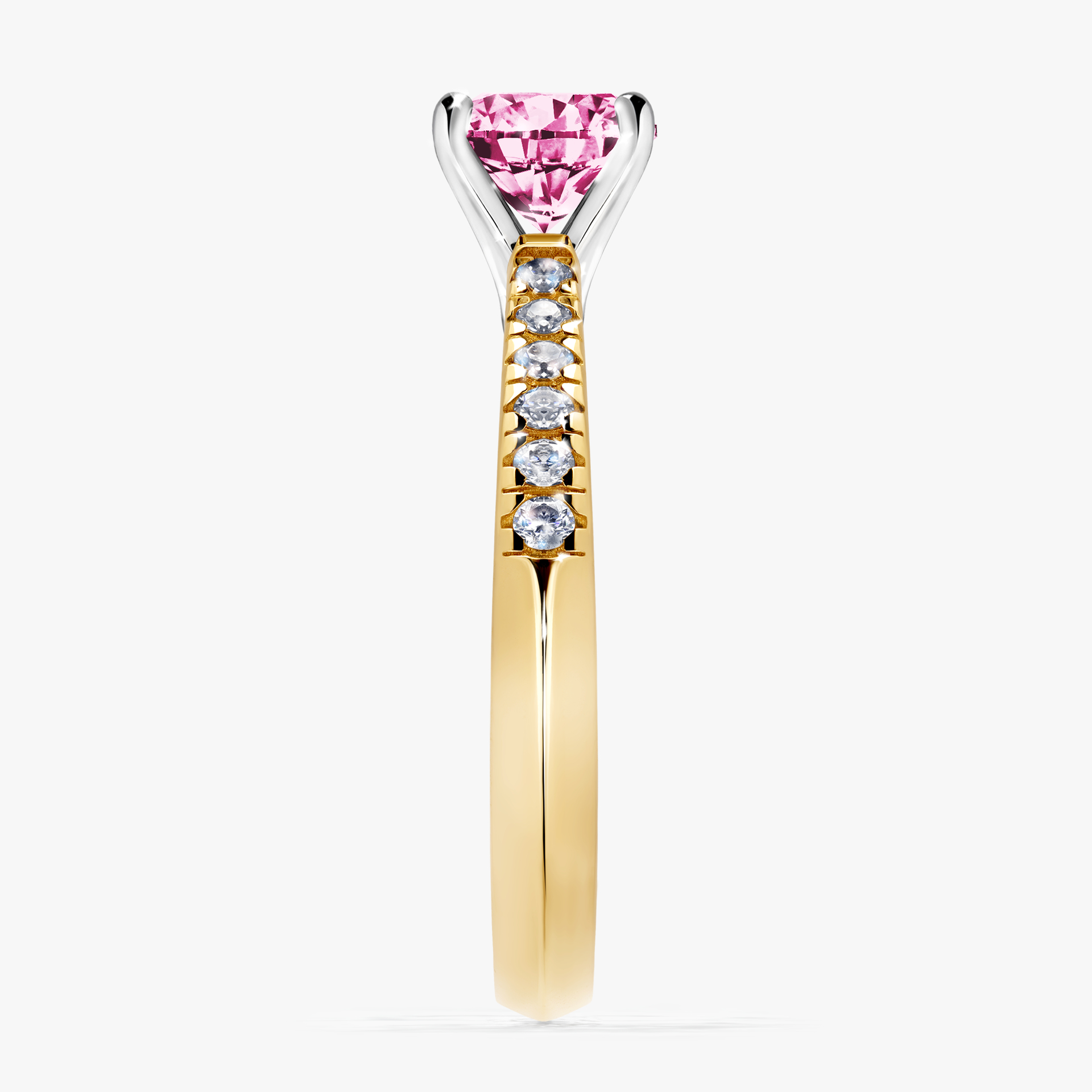 Pierścionek zaręczynowy My Sunshine z żółtego złota z różowym diamentem 1,00ct
