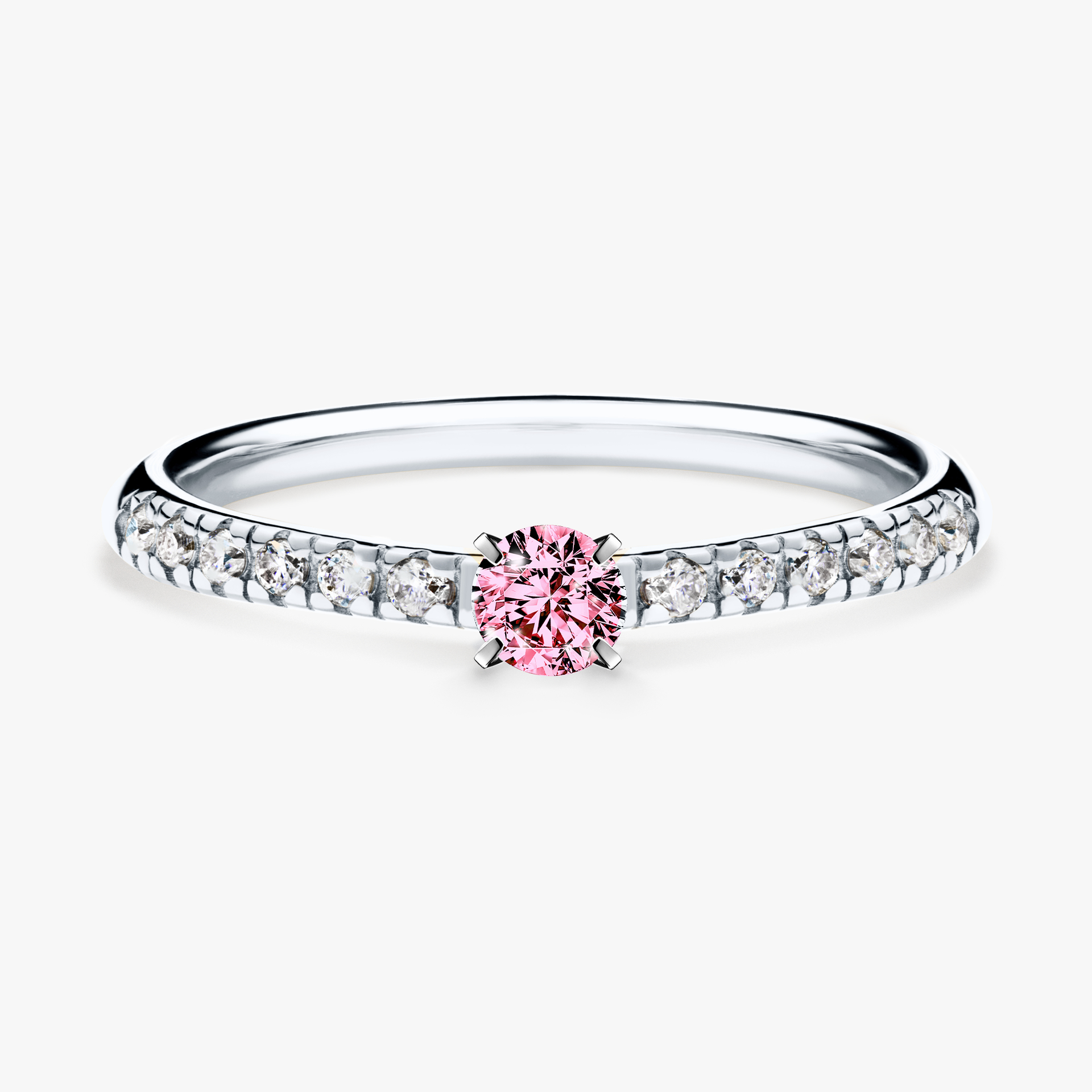 Pierścionek zaręczynowy My Sunshine z białego złota z różowym diamentem 0,24ct