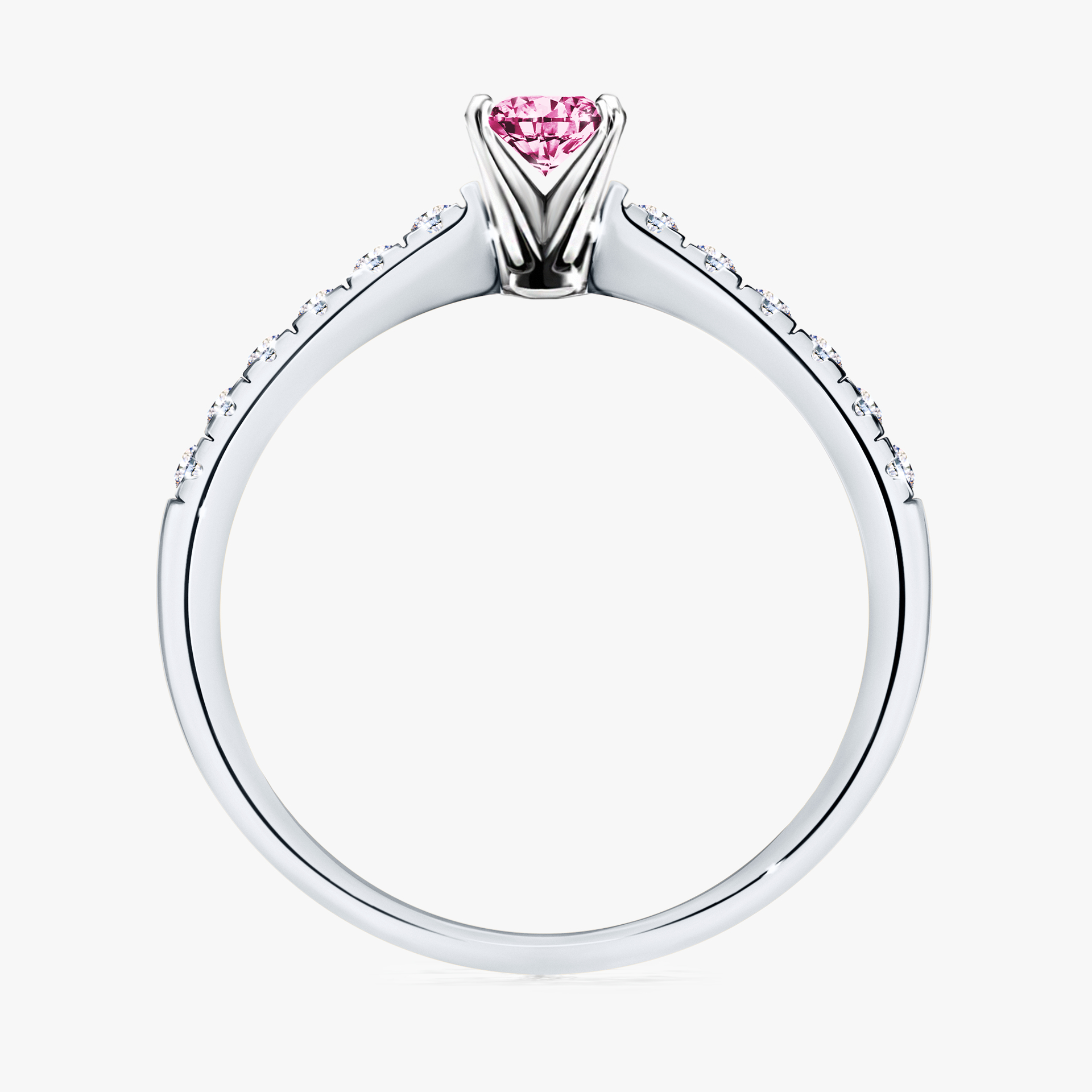 Pierścionek zaręczynowy My Sunshine z białego złota z różowym diamentem 0,24ct