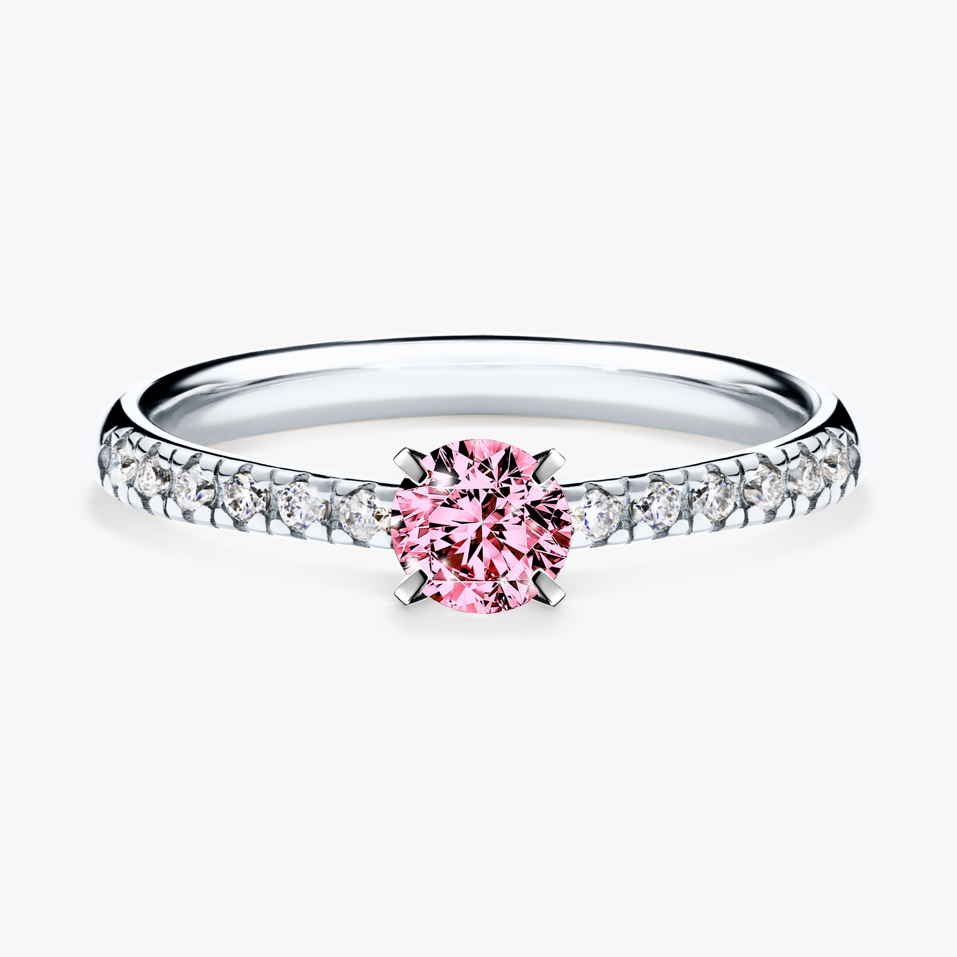 Pierścionek zaręczynowy My Sunshine z białego złota z różowym diamentem 0,39ct