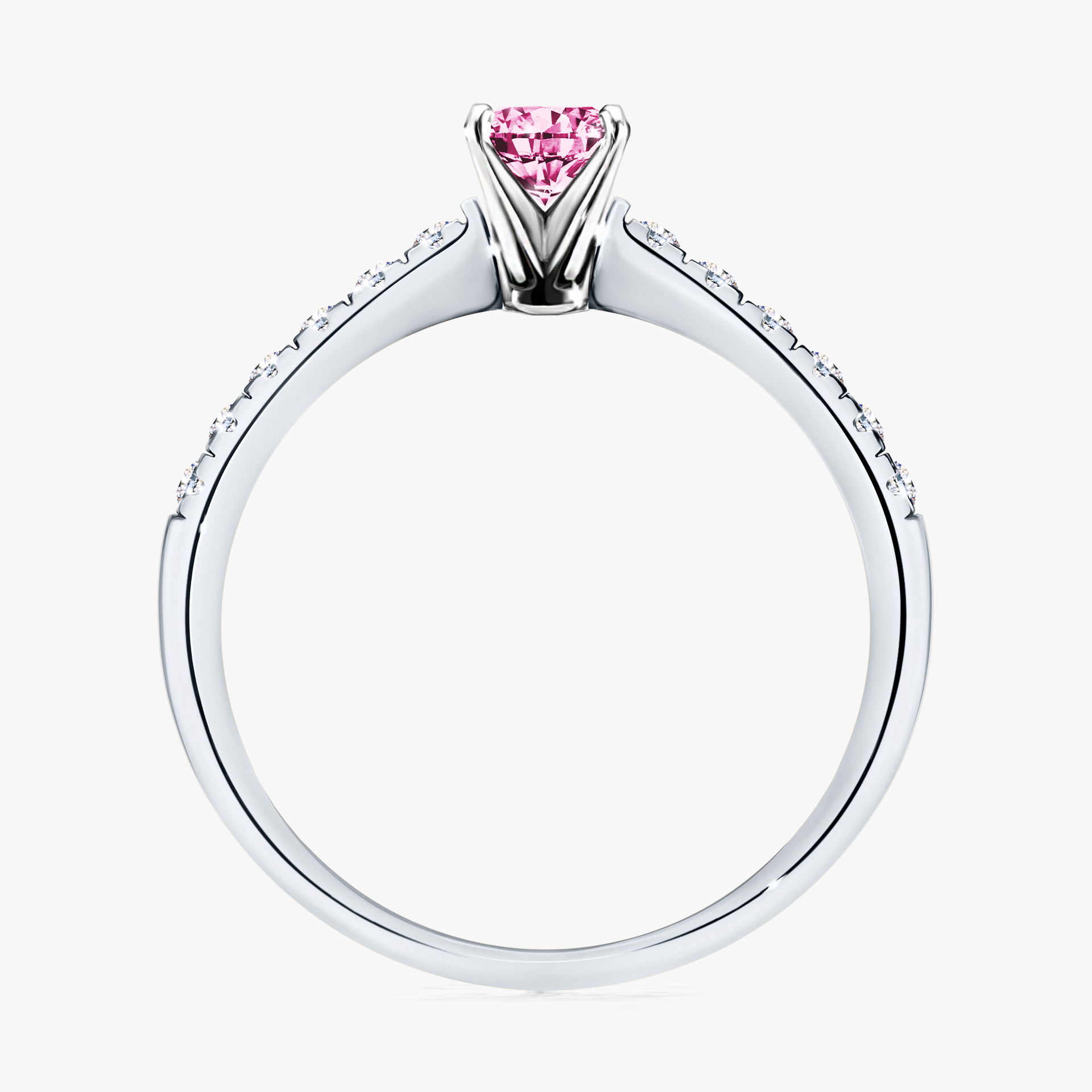 Pierścionek zaręczynowy My Sunshine z białego złota z różowym diamentem 0,39ct