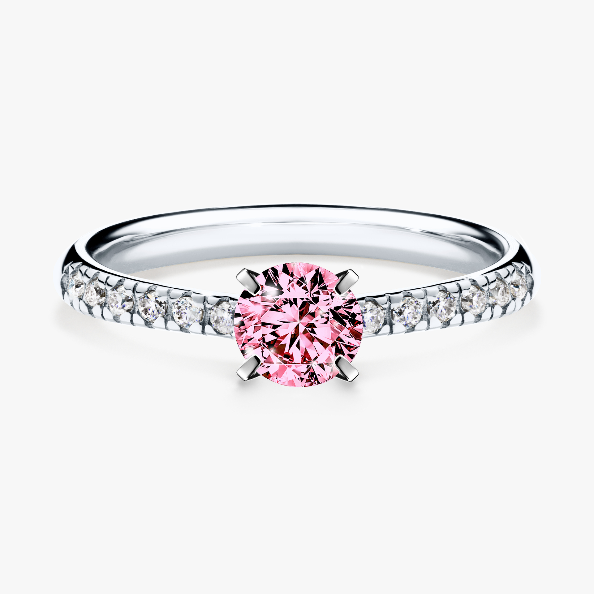 Pierścionek zaręczynowy My Sunshine z białego złota z różowym diamentem 0,44ct