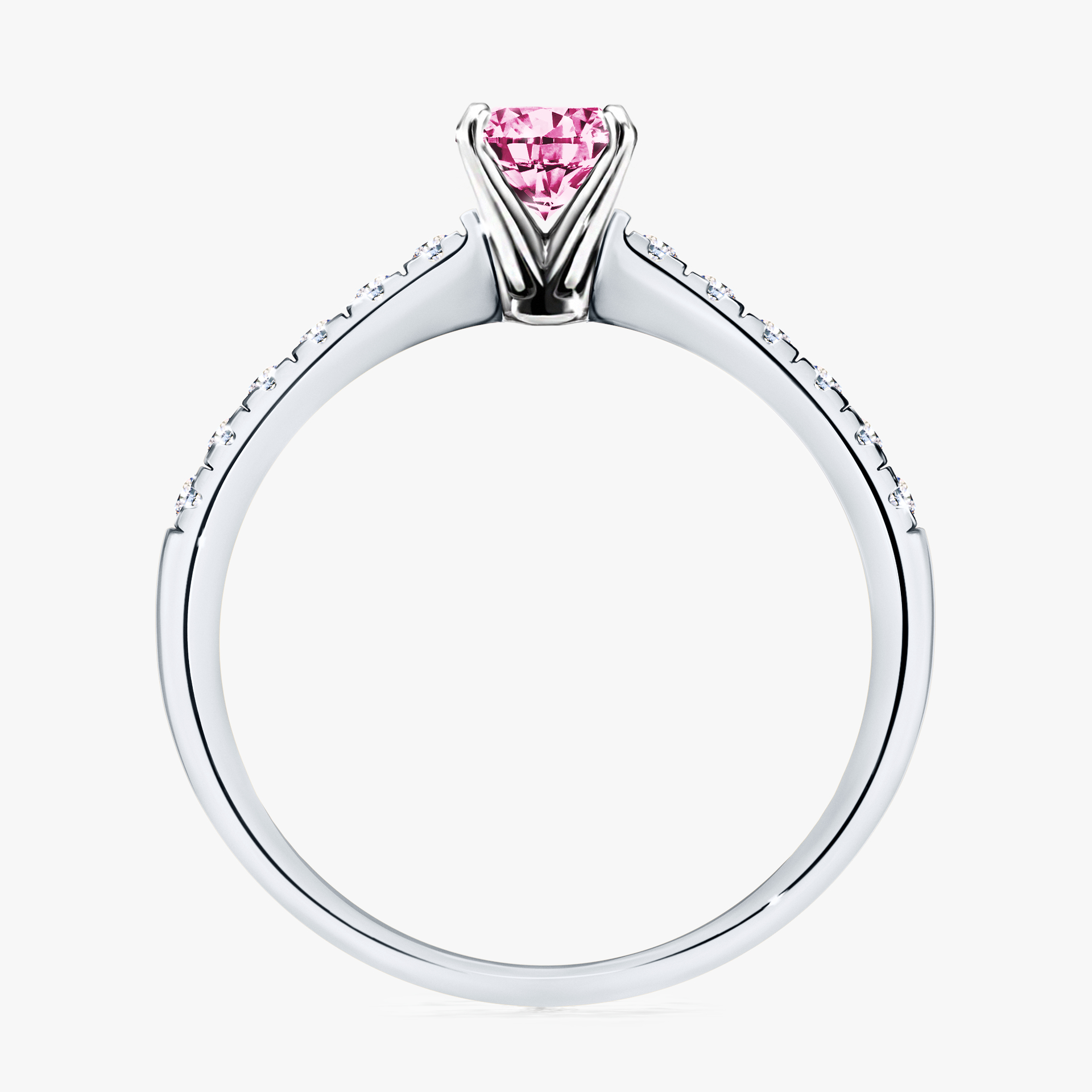Pierścionek zaręczynowy My Sunshine z białego złota z różowym diamentem 0,44ct