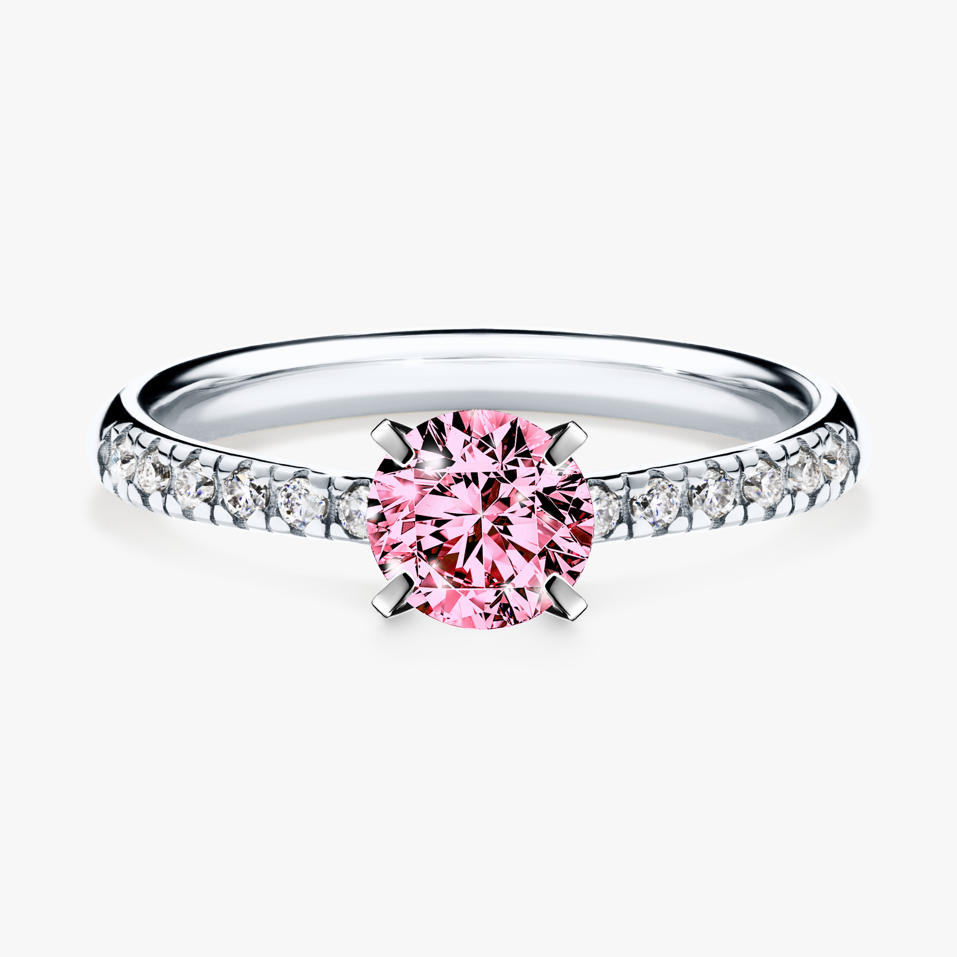 Pierścionek zaręczynowy My Sunshine z białego złota z różowym diamentem 0,64ct