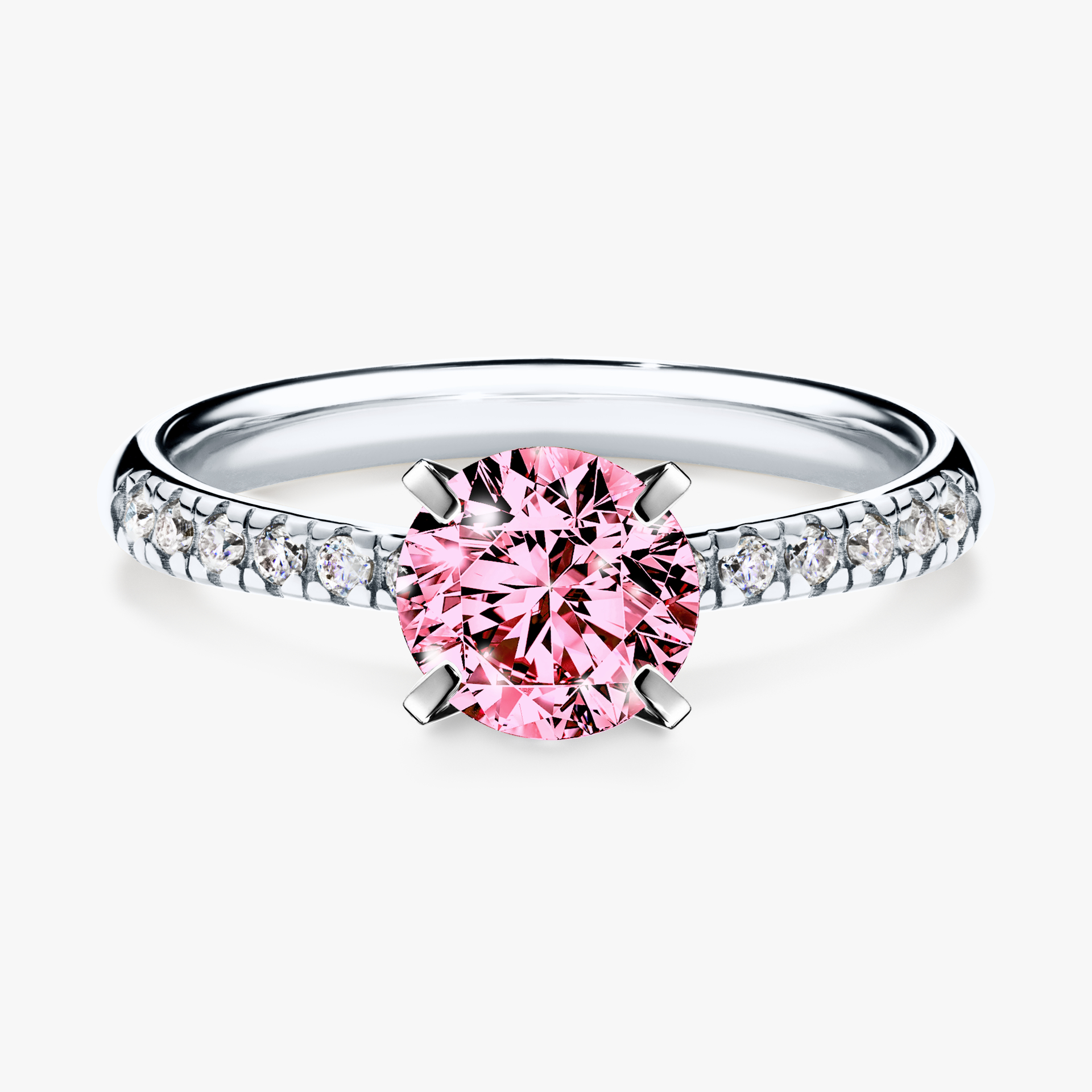 Pierścionek zaręczynowy My Sunshine z białego złota z różowym diamentem 1,00ct