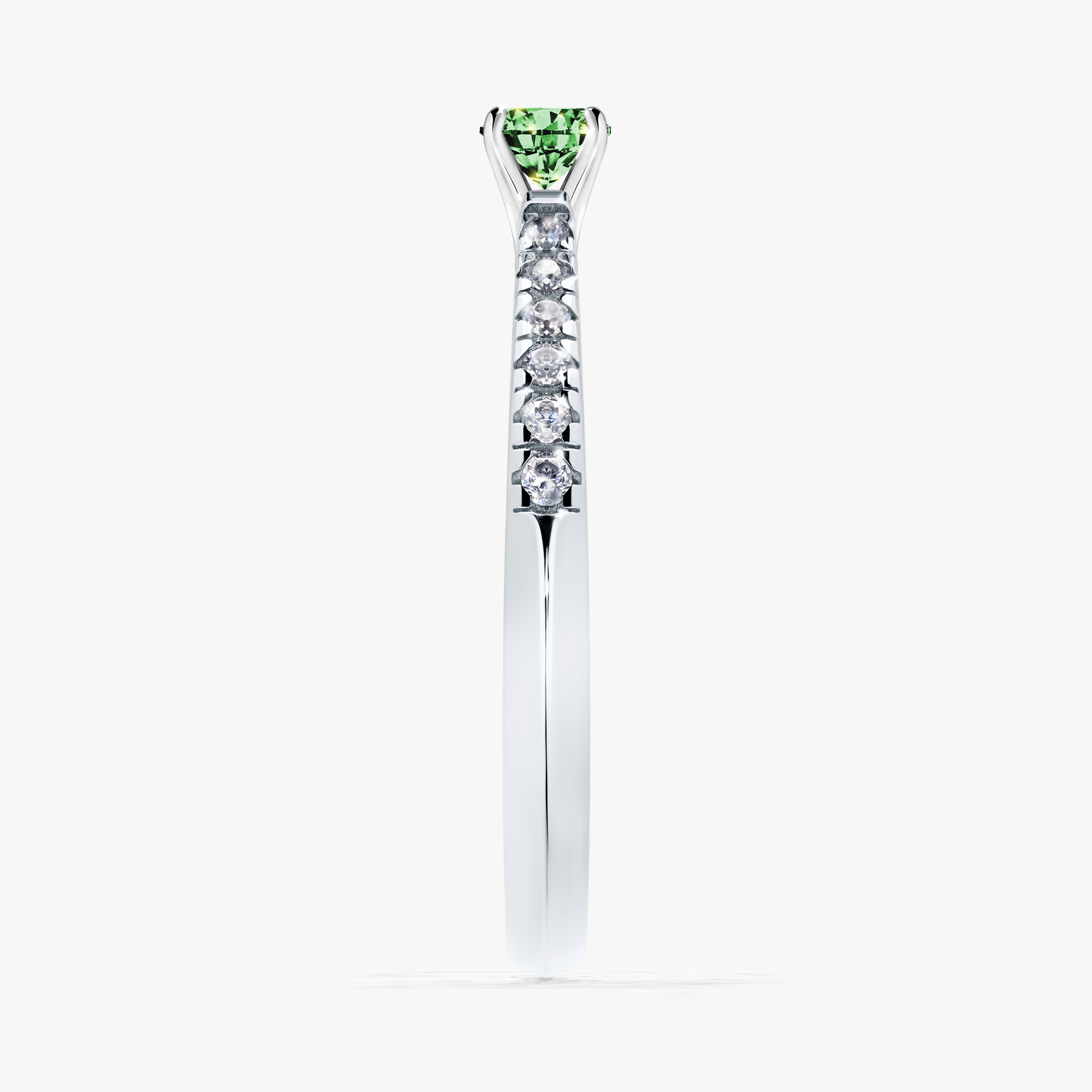 Pierścionek zaręczynowy My Sunshine z białego złota z ciemnym zielonym diamentem 0,24ct