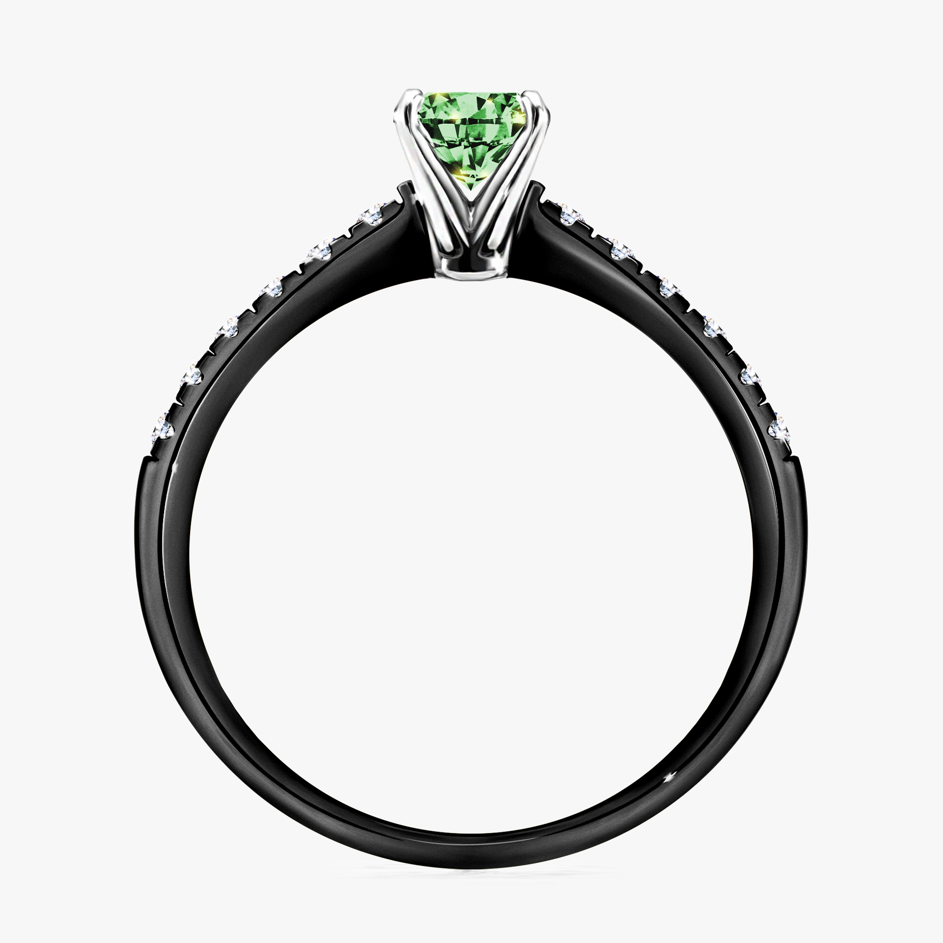 Pierścionek zaręczynowy My Sunshine z czarnego złota z ciemnym zielonym diamentem 0,44ct