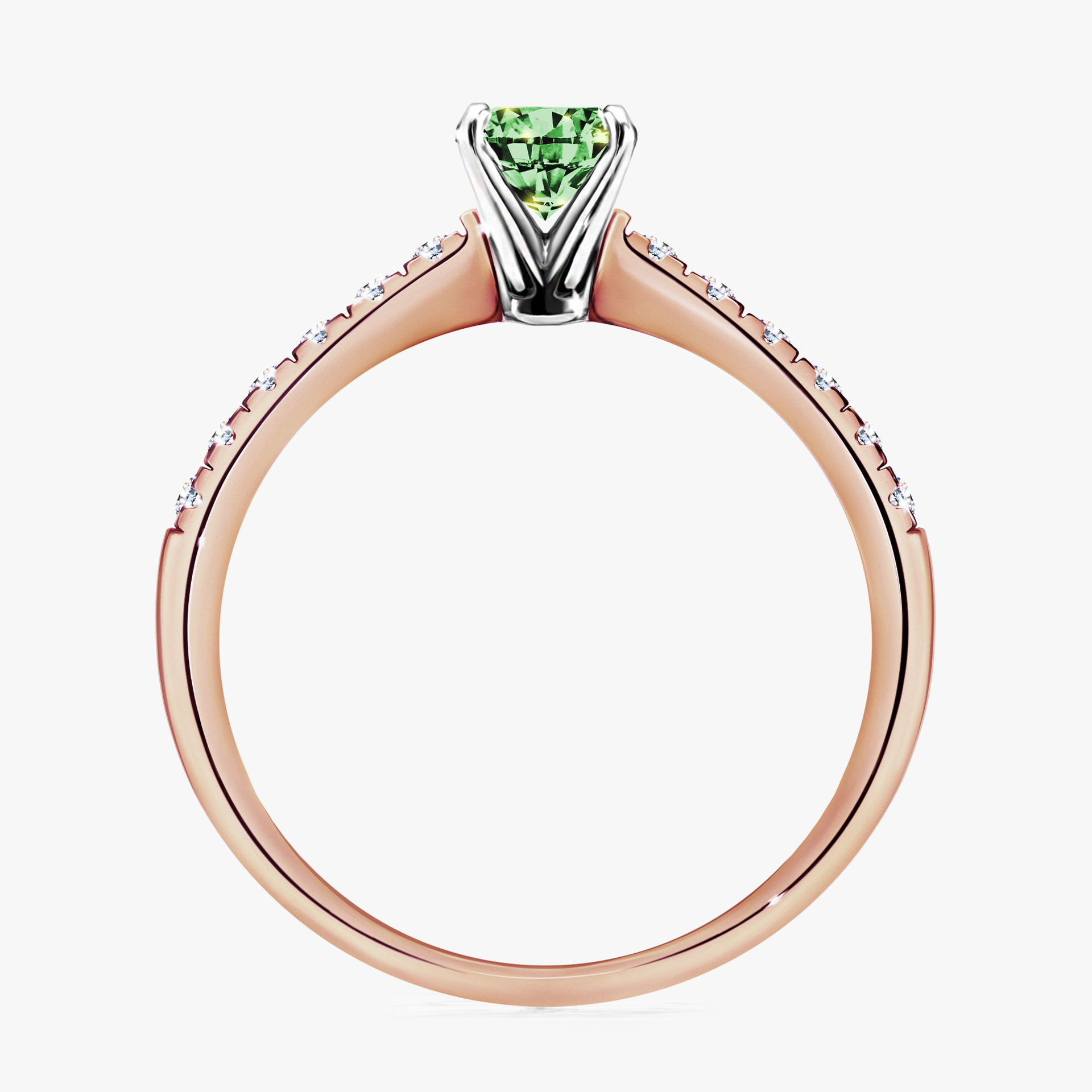 Pierścionek zaręczynowy My Sunshine z różowego złota z ciemnym zielonym diamentem 0,44ct