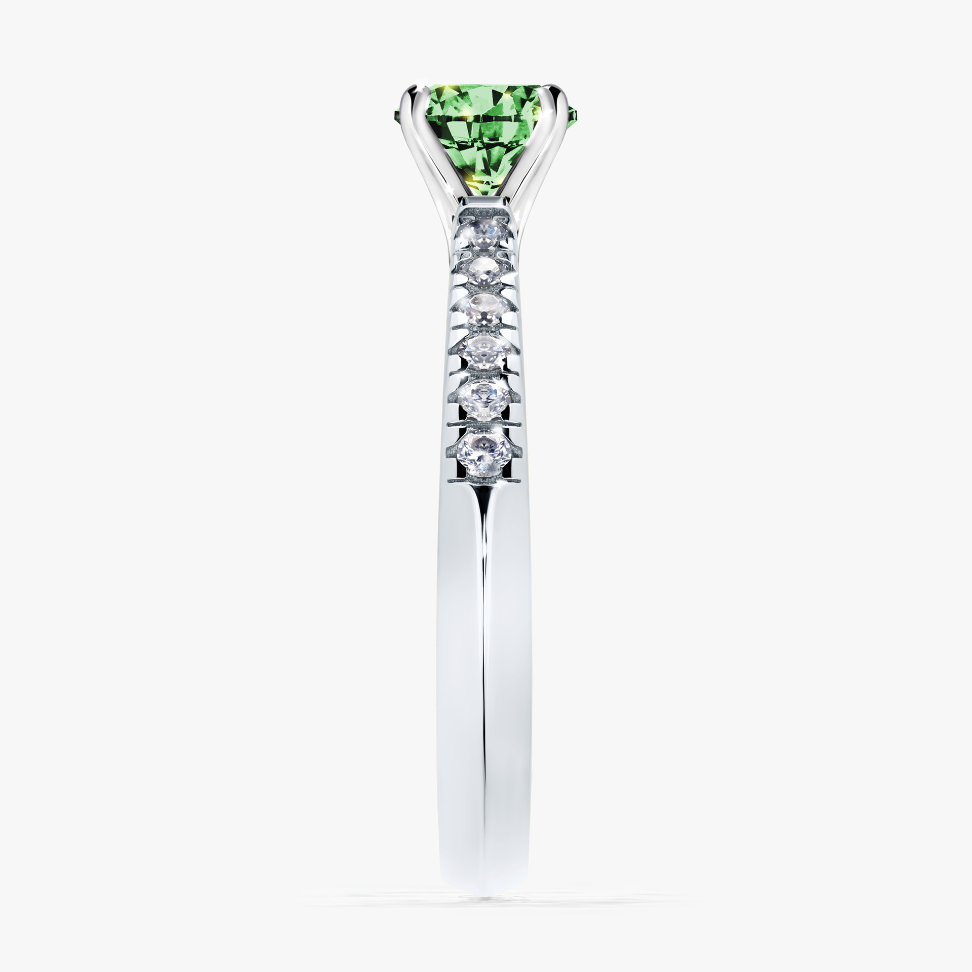 Pierścionek zaręczynowy My Sunshine z białego złota z ciemnym zielonym diamentem 0,64ct