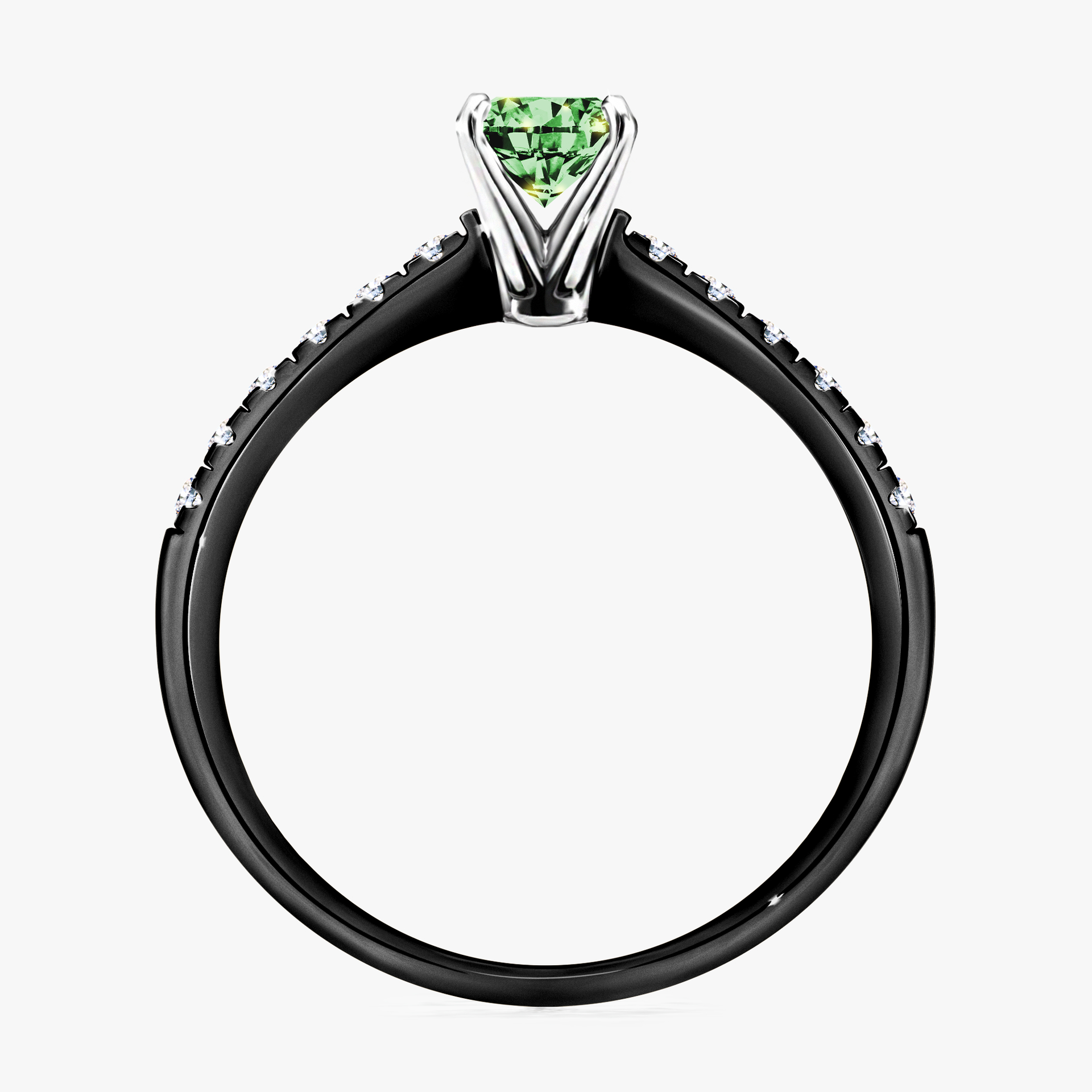 Pierścionek zaręczynowy My Sunshine z czarnego złota z ciemnym zielonym diamentem 0,64ct
