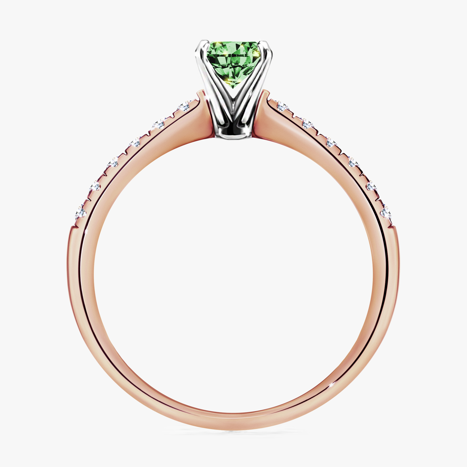 Pierścionek zaręczynowy My Sunshine z różowego złota z ciemnym zielonym diamentem 0,64ct