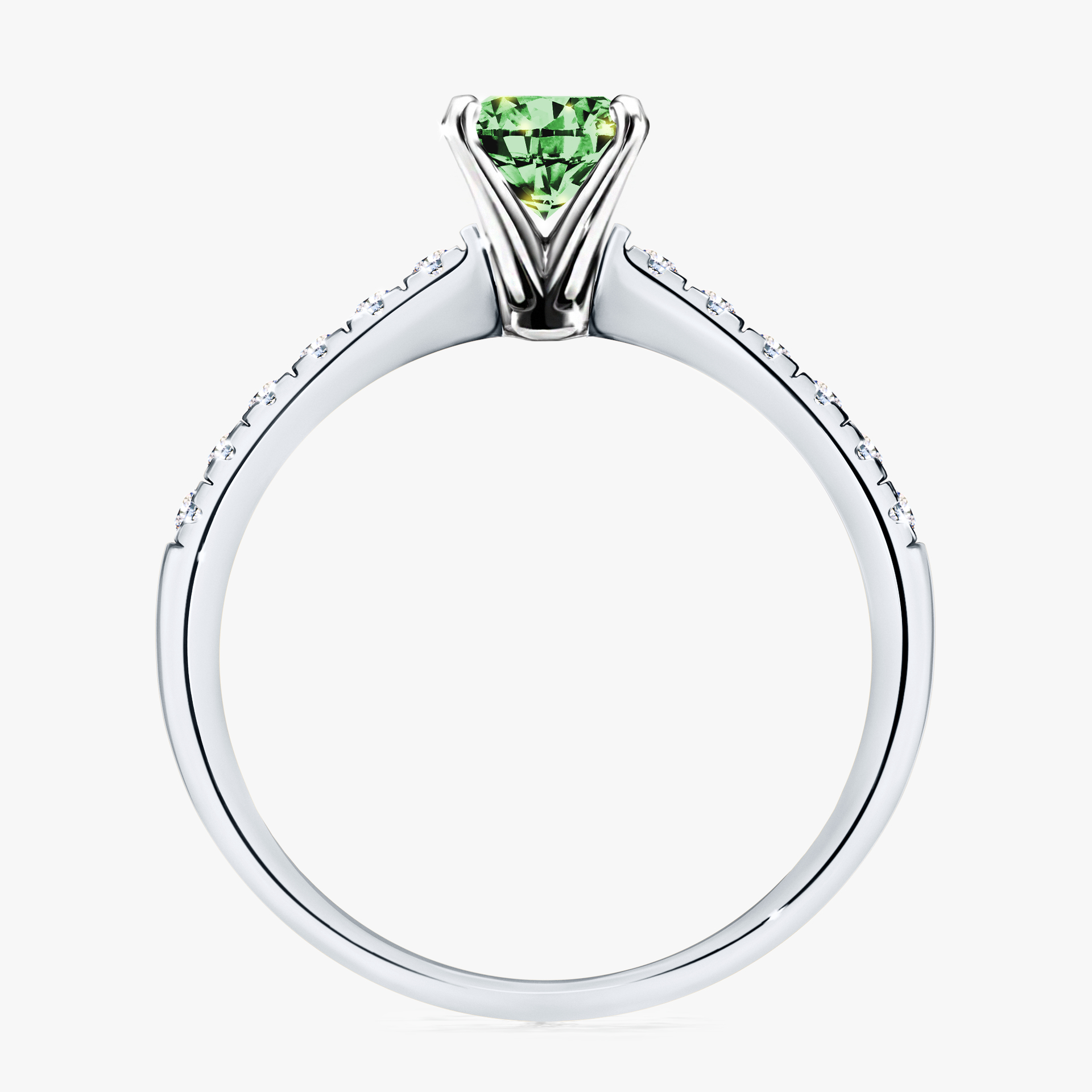 Pierścionek zaręczynowy My Sunshine z białego złota z ciemnym zielonym diamentem 1,00ct