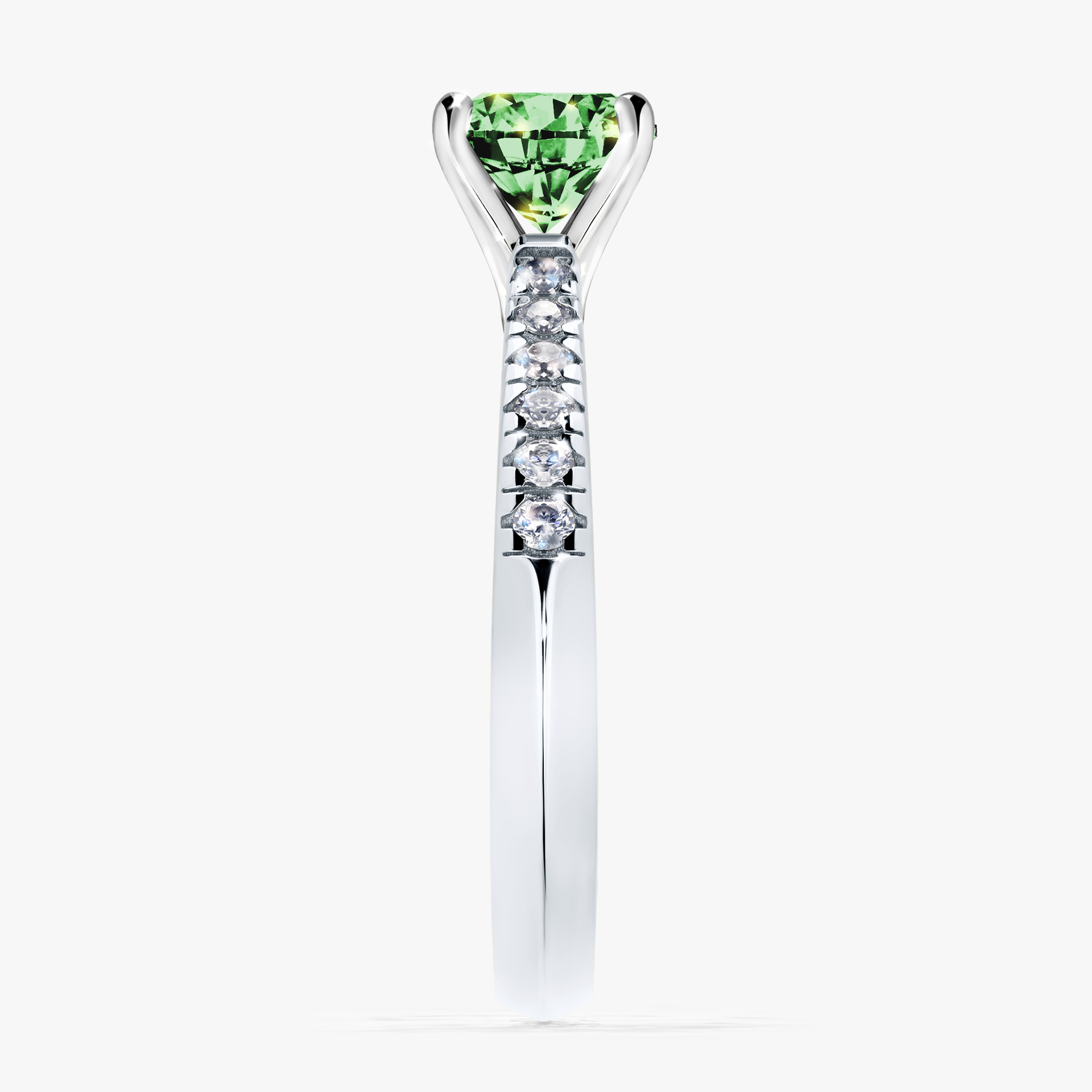 Pierścionek zaręczynowy My Sunshine z białego złota z ciemnym zielonym diamentem 1,00ct