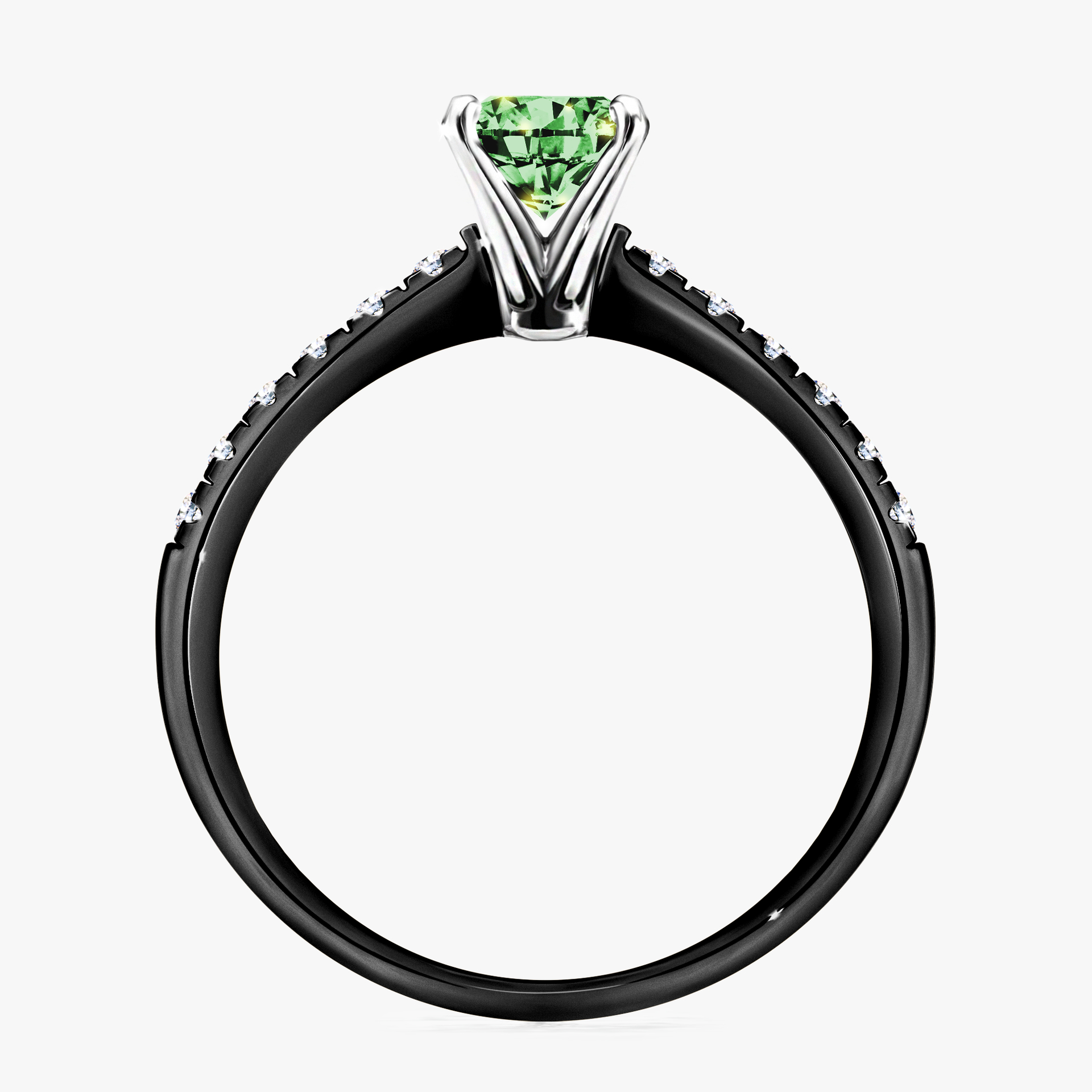 Pierścionek zaręczynowy My Sunshine z czarnego złota z ciemnym zielonym diamentem 1,00ct