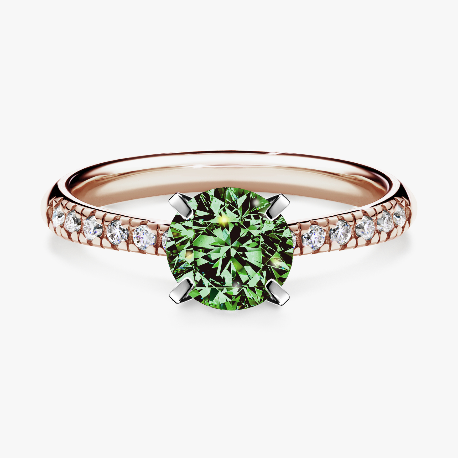 Pierścionek zaręczynowy My Sunshine z różowego złota z ciemnym zielonym diamentem 1,00ct