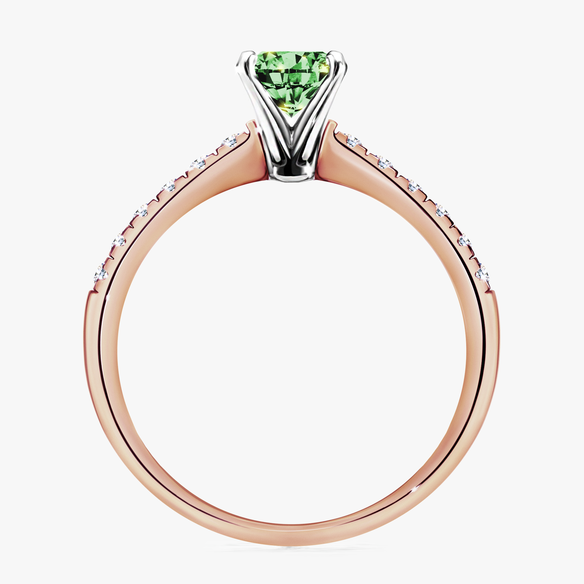 Pierścionek zaręczynowy My Sunshine z różowego złota z ciemnym zielonym diamentem 1,00ct