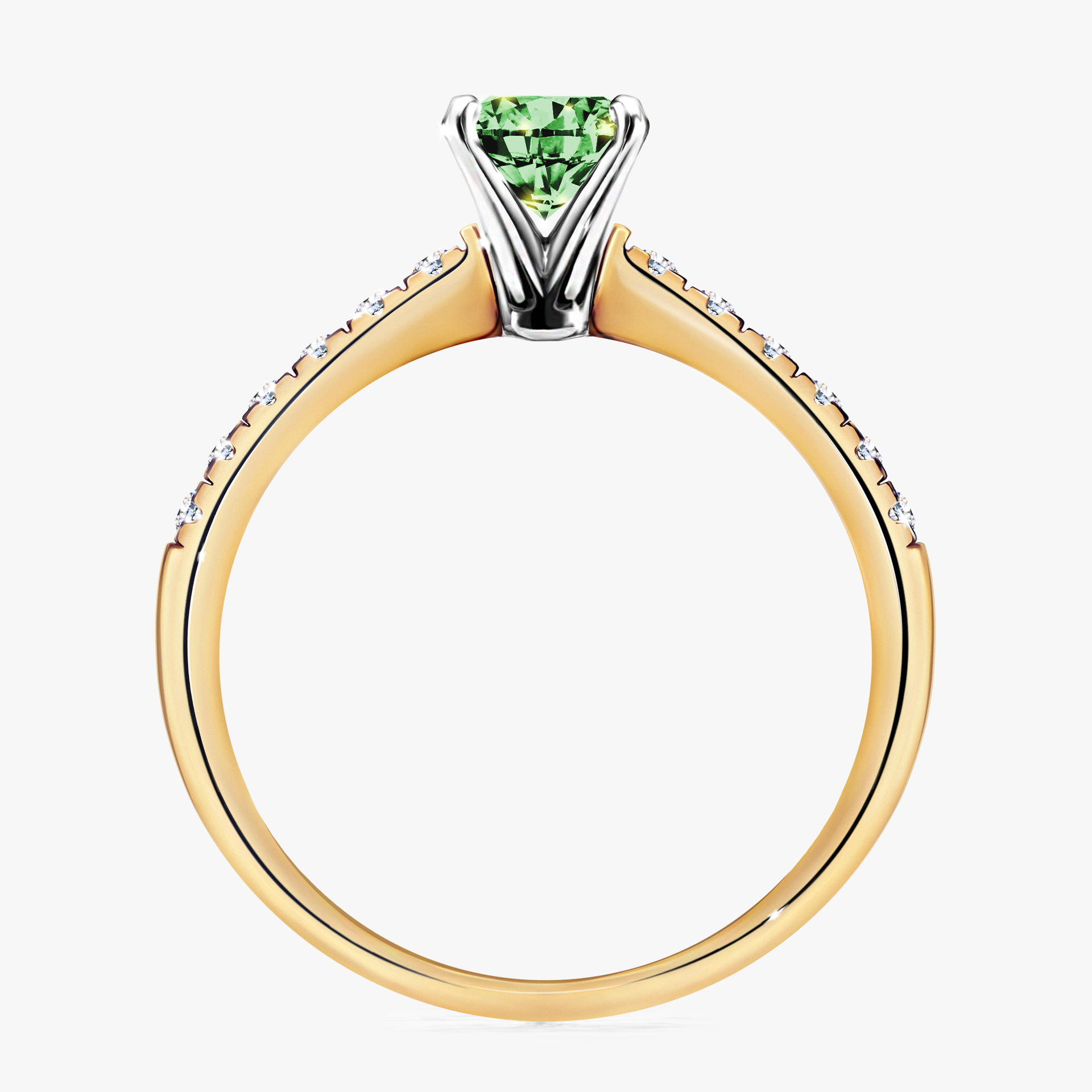 Pierścionek zaręczynowy My Sunshine z żółtego złota z ciemnym zielonym diamentem 1,00ct