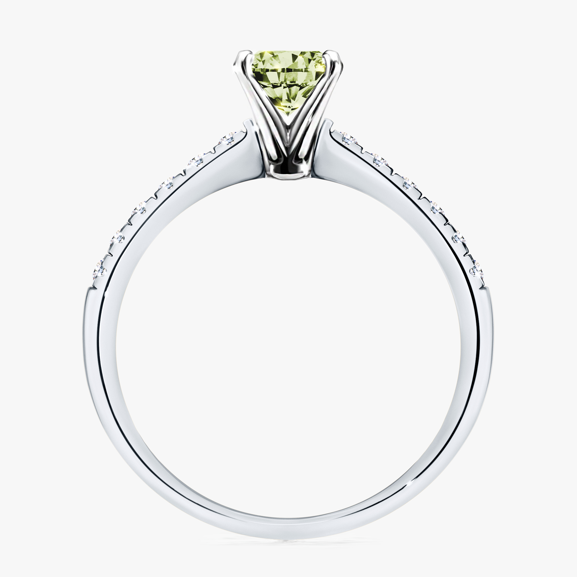 Pierścionek zaręczynowy My Sunshine z białego złota z jasnym zielonym diamentem 1,00ct