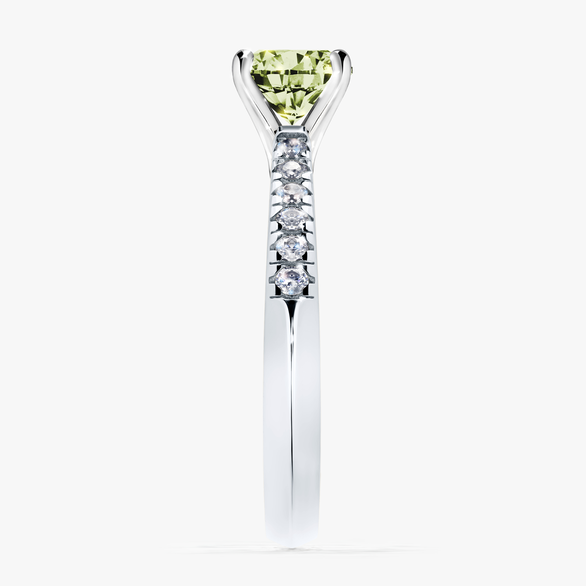 Pierścionek zaręczynowy My Sunshine z białego złota z jasnym zielonym diamentem 1,00ct