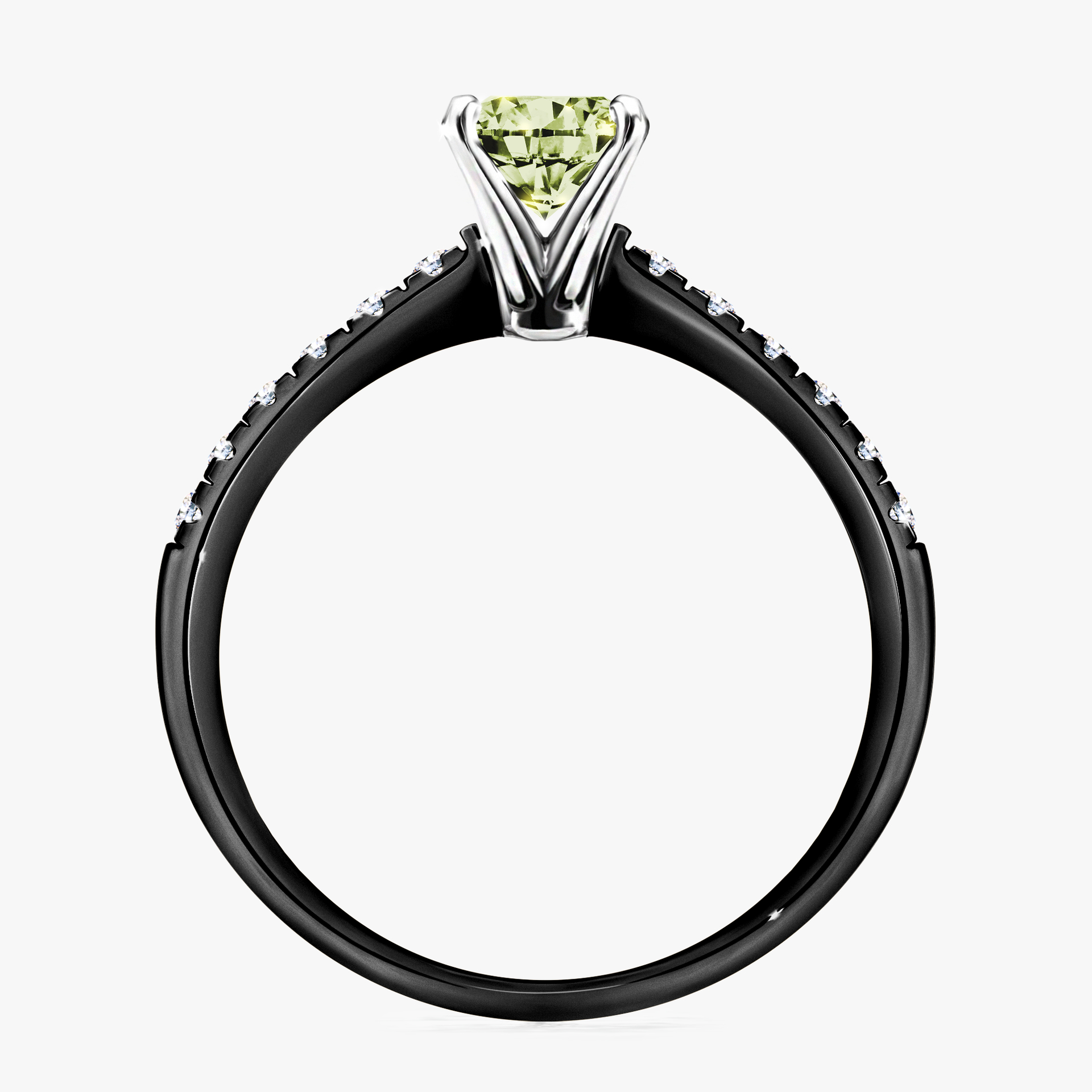 Pierścionek zaręczynowy My Sunshine z czarnego złota z jasnym zielonym diamentem 1,00ct