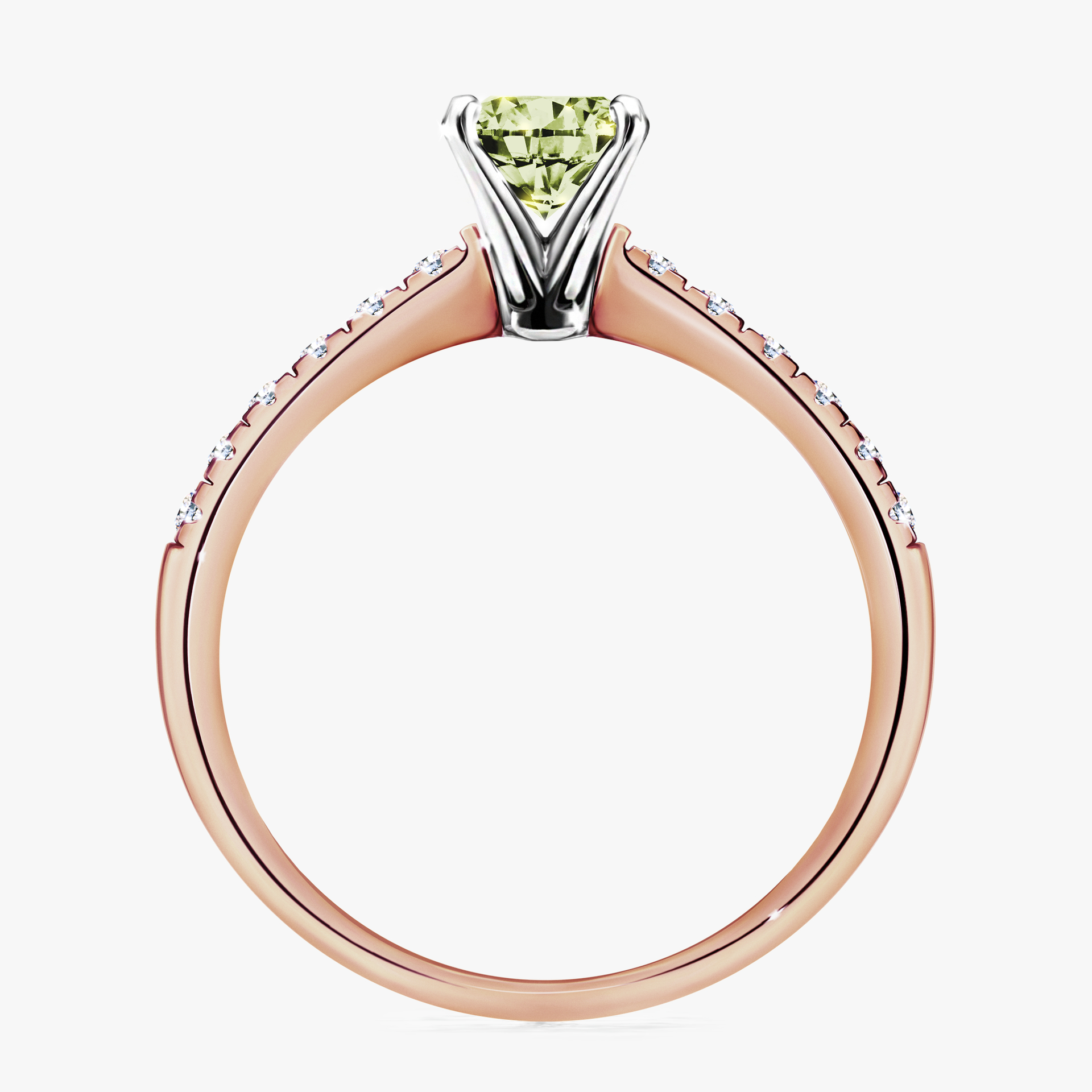 Pierścionek zaręczynowy My Sunshine z różowego złota z jasnym zielonym diamentem 1,00ct