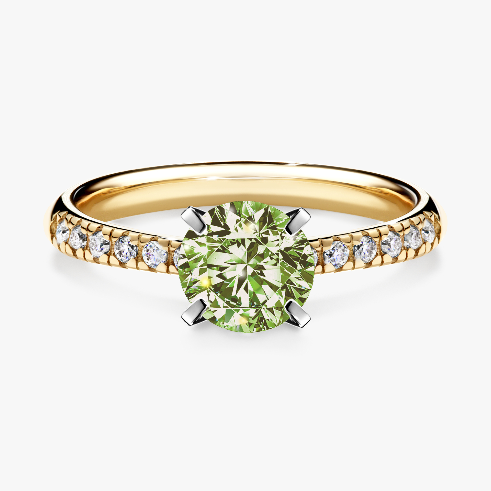 Pierścionek zaręczynowy My Sunshine z żółtego złota z jasnym zielonym diamentem 1,00ct