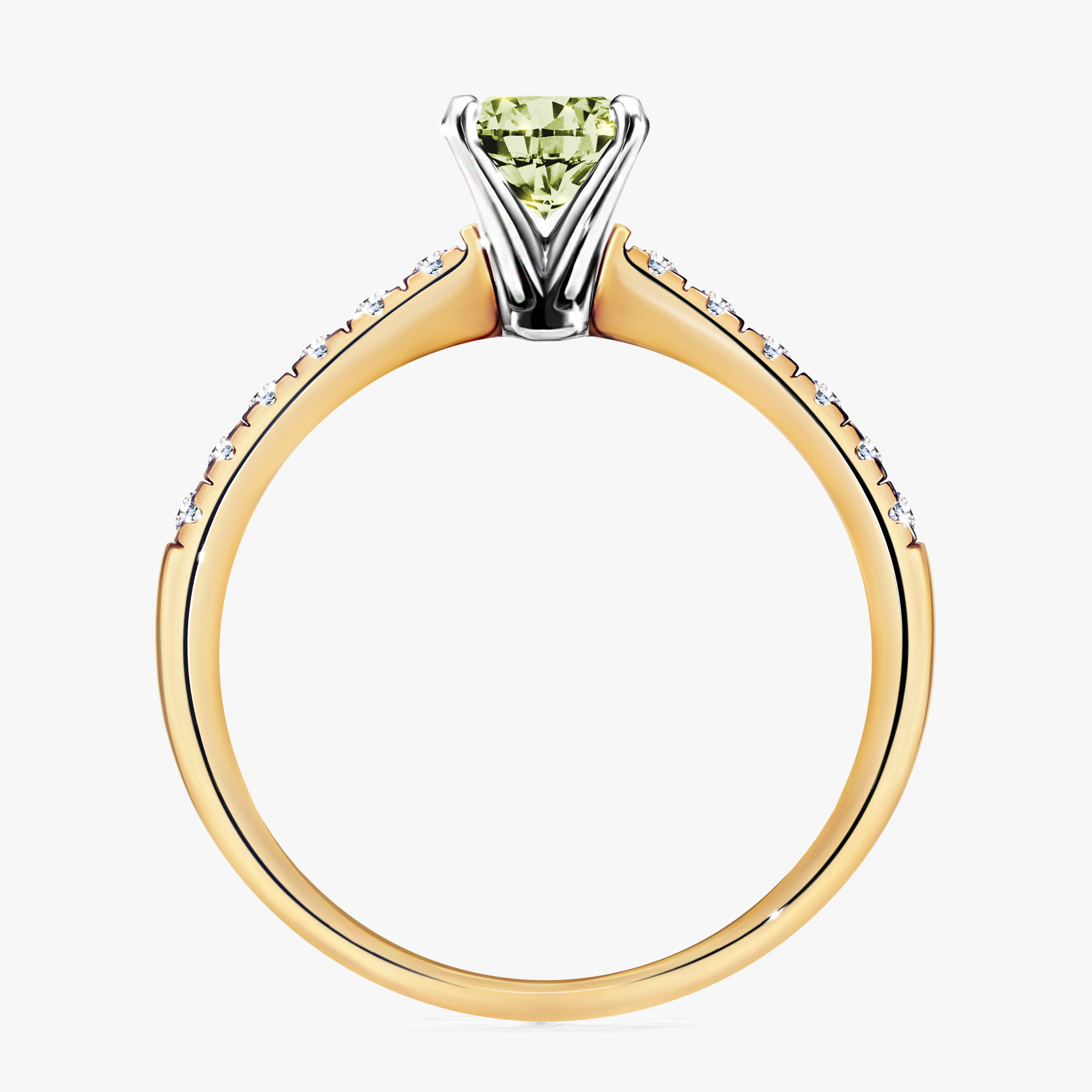 Pierścionek zaręczynowy My Sunshine z żółtego złota z jasnym zielonym diamentem 1,00ct