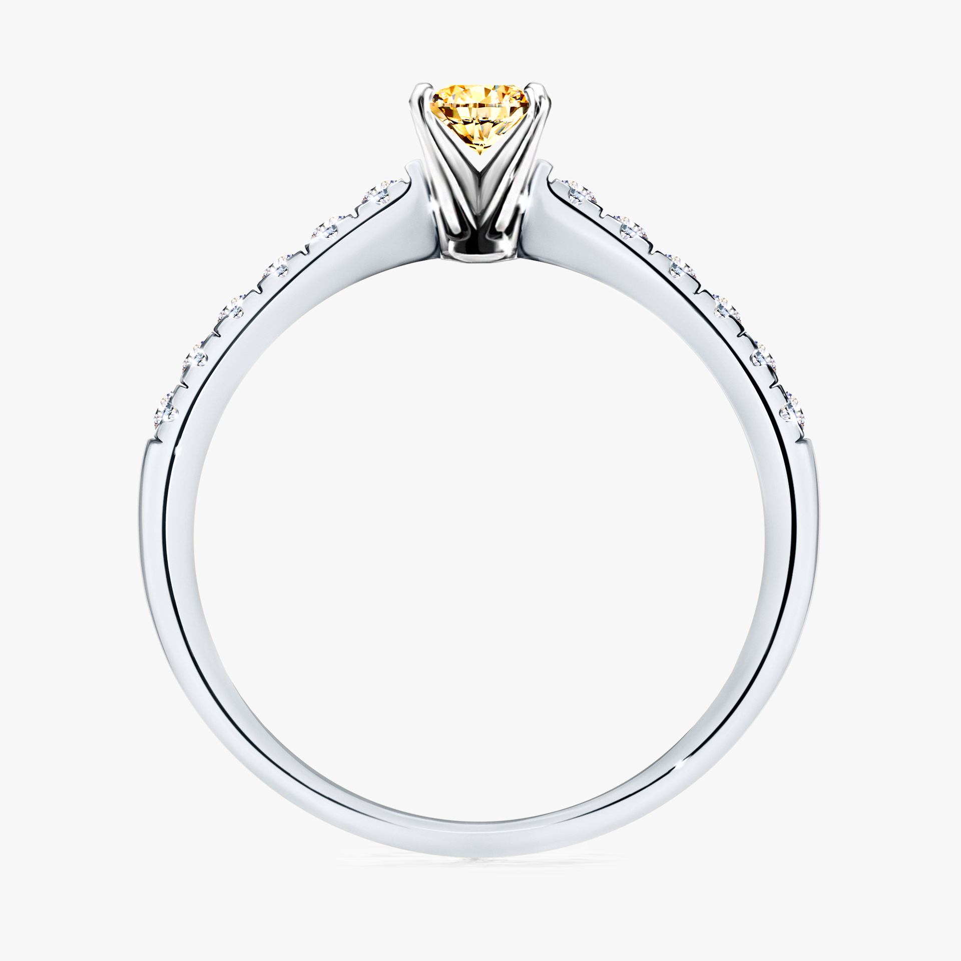 Pierścionek zaręczynowy My Sunshine z białego złota z żółtym diamentem 0,24ct